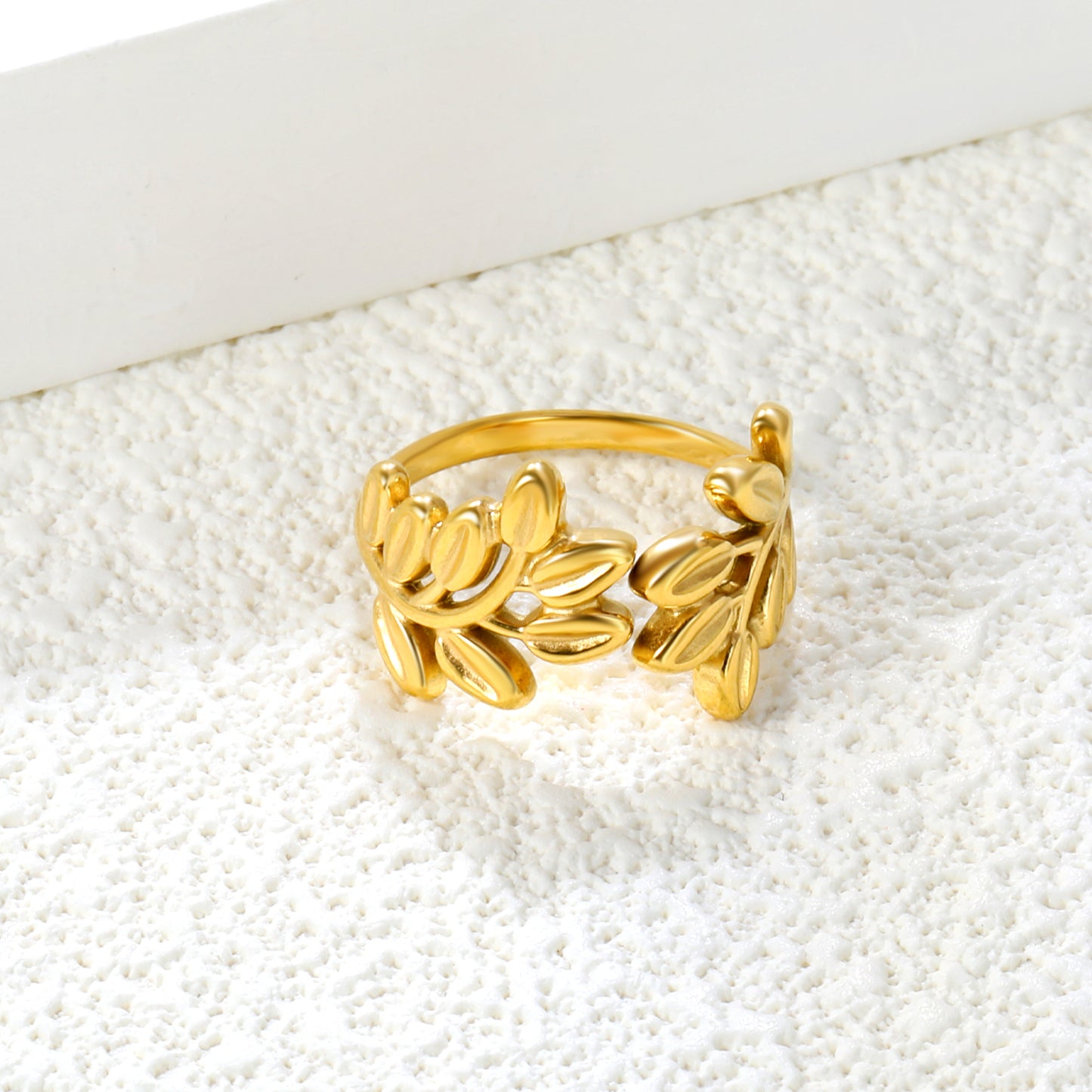 ⨠Wholesale Adjustable Gold Statement Ring - 11.8mm Height Stainless Steel w/ Removable Sizing Beads (Size 8ď˝2.8g)