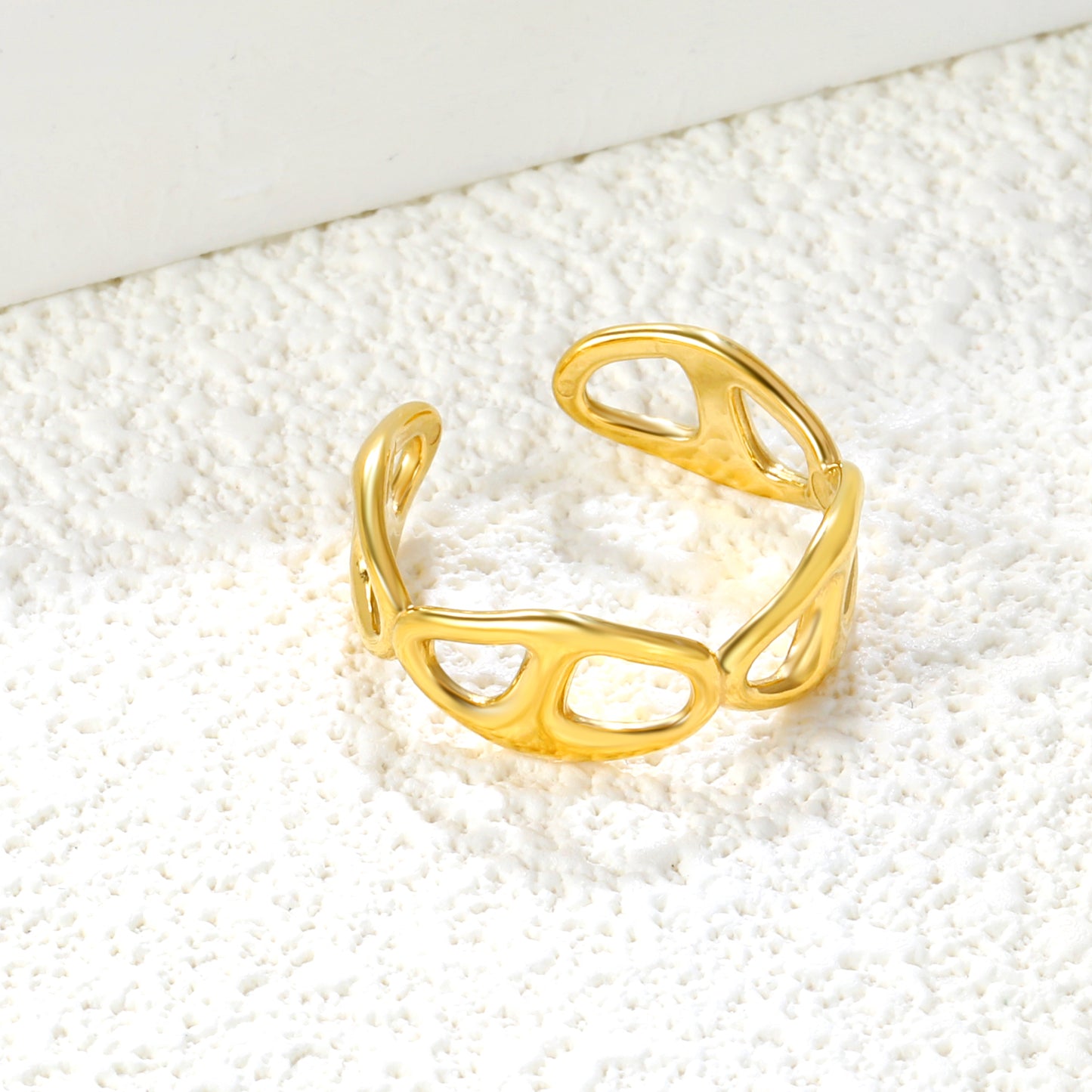 7.5mm Gold Stainless Steel Open Ring – Size 8 Adjustable (2g) – Bulk Wholesale Jewelry (10/50/100pcs) – Hypoallergenic Stackable Ring