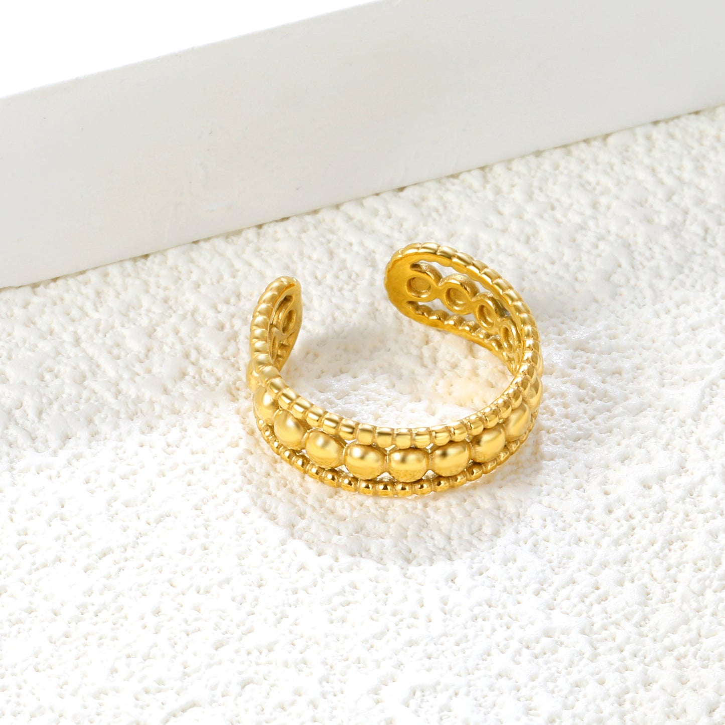 ✨ Premium Gold Open Band Wholesale 7mm Statement Ring | Removable Sizing | 3g Stainless Steel Jewelry Bulk