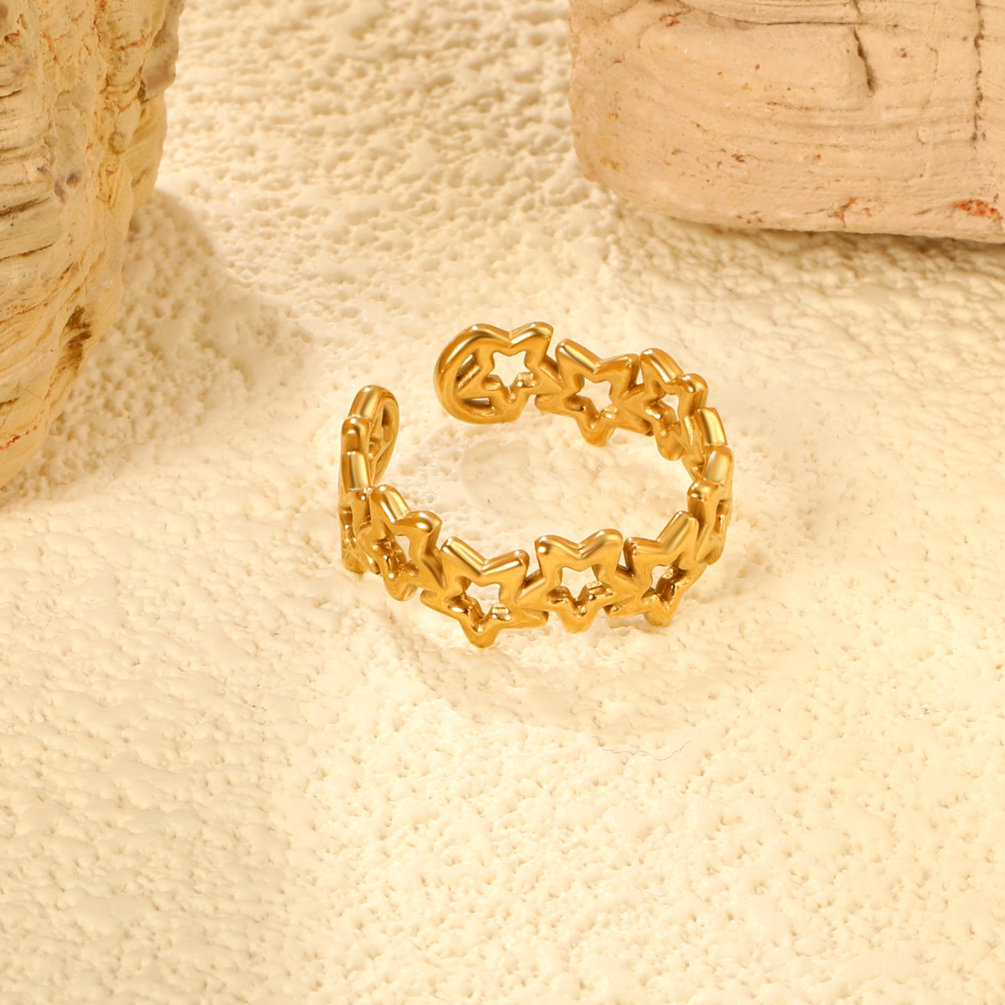 ✨ Wholesale Adjustable Gold Open Ring Set - 7.1mm & 5.7mm Stackable Bands (Stainless Steel|Size 8|2g Each)