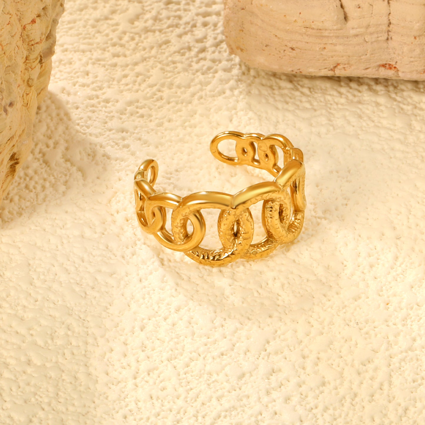 ✨ Gold Adjustable Statement Rings Duo 9mm & 10.7mm Heights | Removable Sizing | Featherweight & Heavyweight Bulk Pack