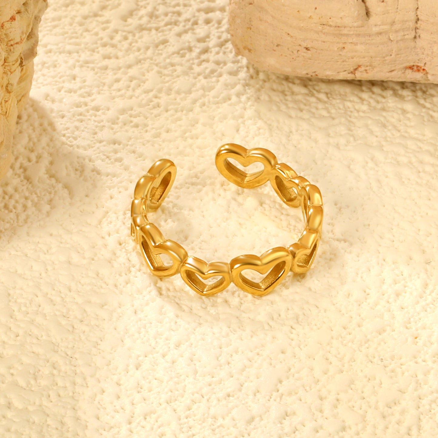 ✨ Wholesale Adjustable Gold Open Ring Set - 7.1mm & 5.7mm Stackable Bands (Stainless Steel|Size 8|2g Each)