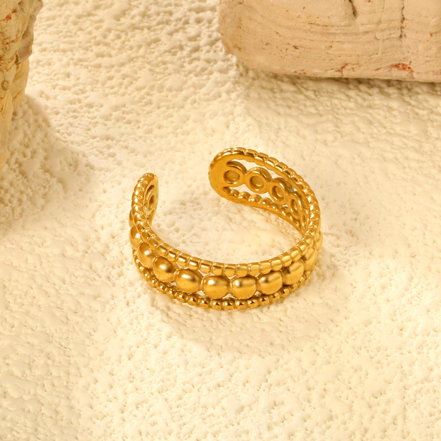 ✨ Premium Gold Open Band Wholesale 7mm Statement Ring | Removable Sizing | 3g Stainless Steel Jewelry Bulk