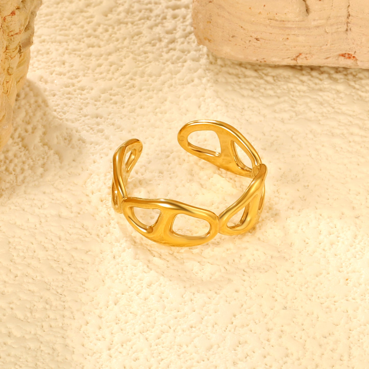 7.5mm Gold Stainless Steel Open Ring – Size 8 Adjustable (2g) – Bulk Wholesale Jewelry (10/50/100pcs) – Hypoallergenic Stackable Ring