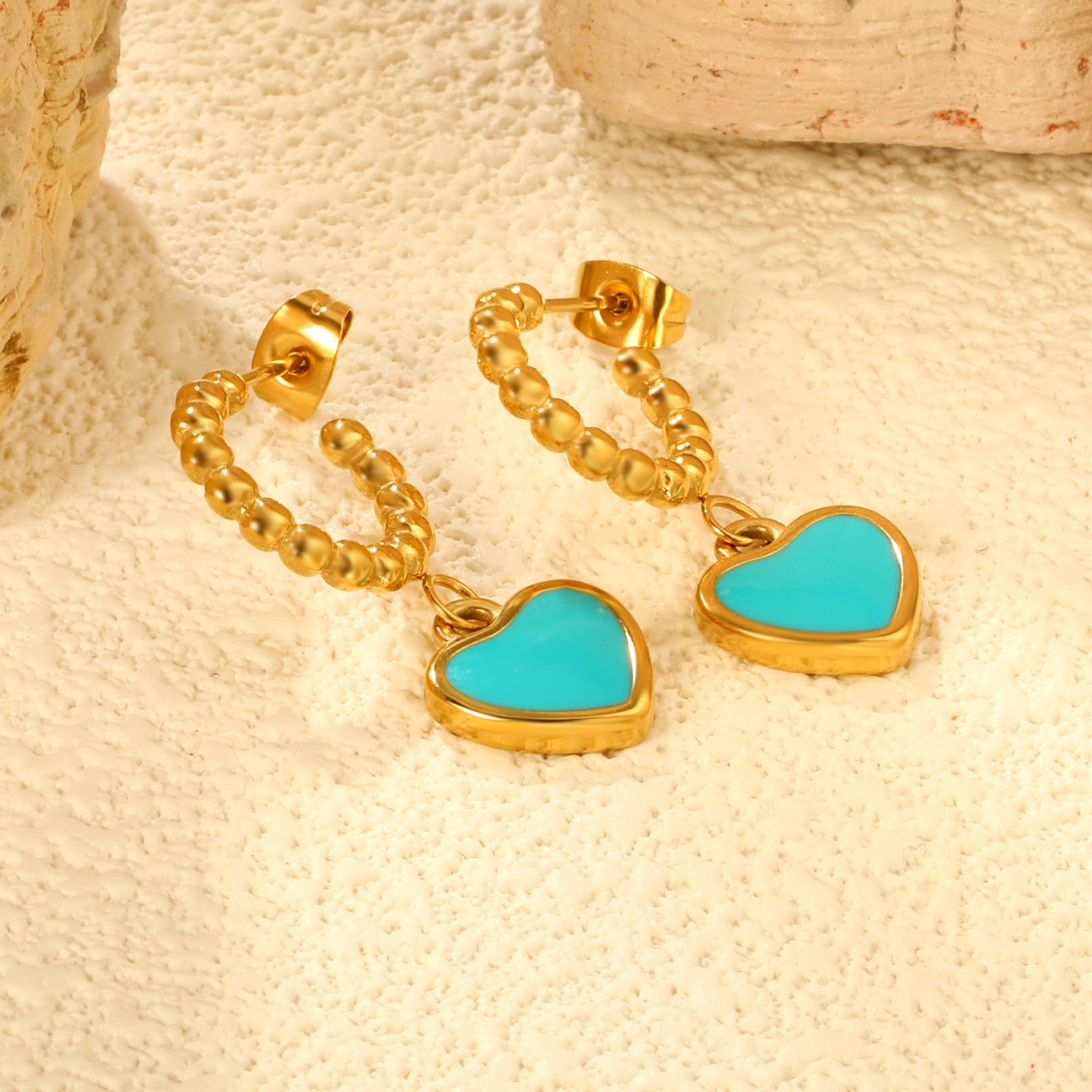✨ Cobalt Blue Heart Earrings Wholesale 11.8x13.3mm Enamel + 2.4mm Post | Hypoallergenic Studs for Boutiques