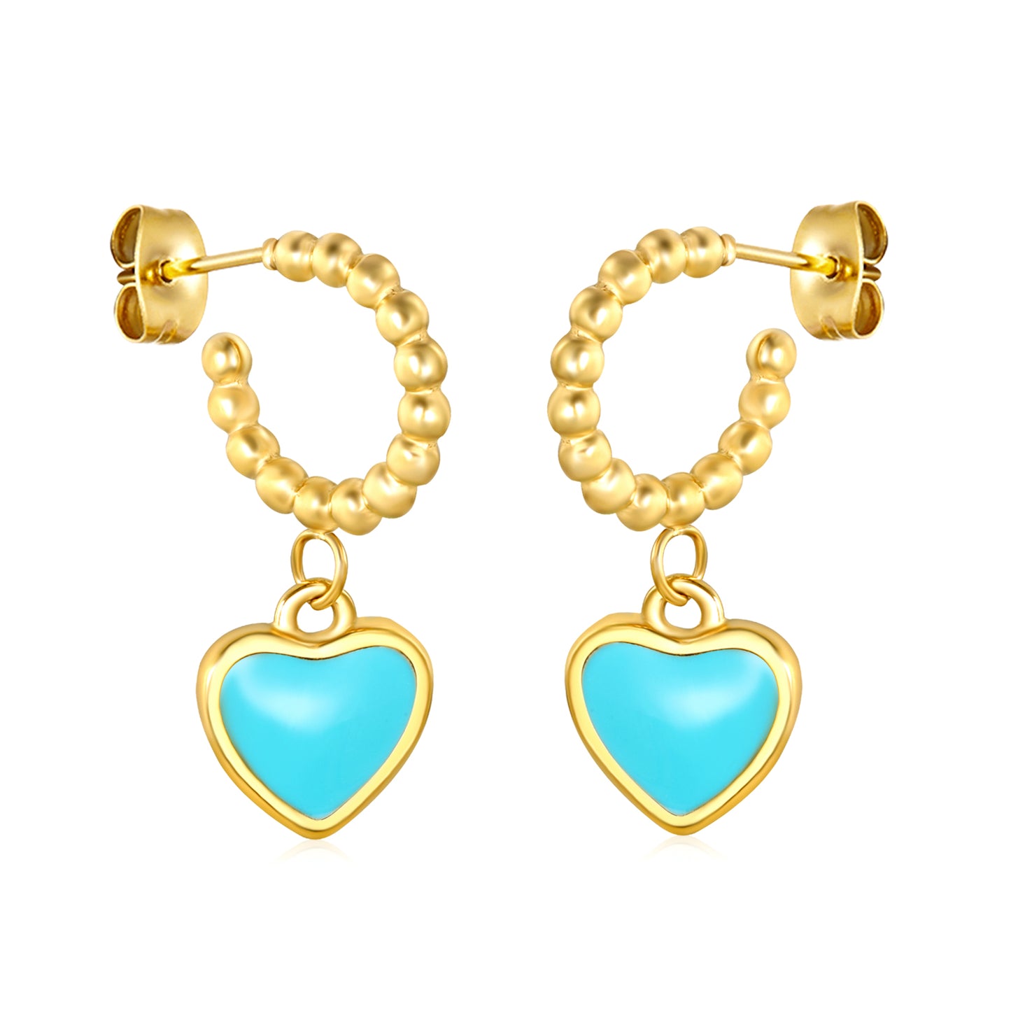 ✨ Cobalt Blue Heart Earrings Wholesale 11.8x13.3mm Enamel + 2.4mm Post | Hypoallergenic Studs for Boutiques
