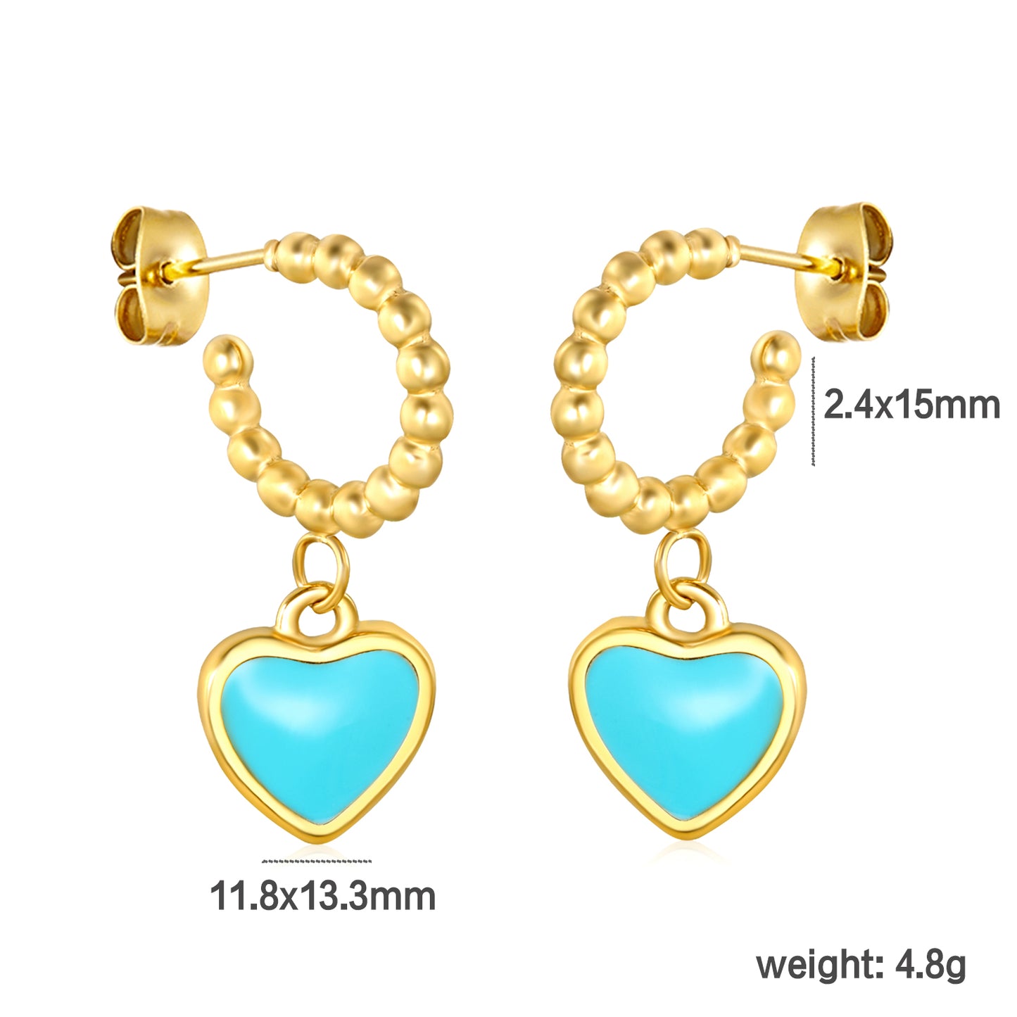 ✨ Cobalt Blue Heart Earrings Wholesale 11.8x13.3mm Enamel + 2.4mm Post | Hypoallergenic Studs for Boutiques