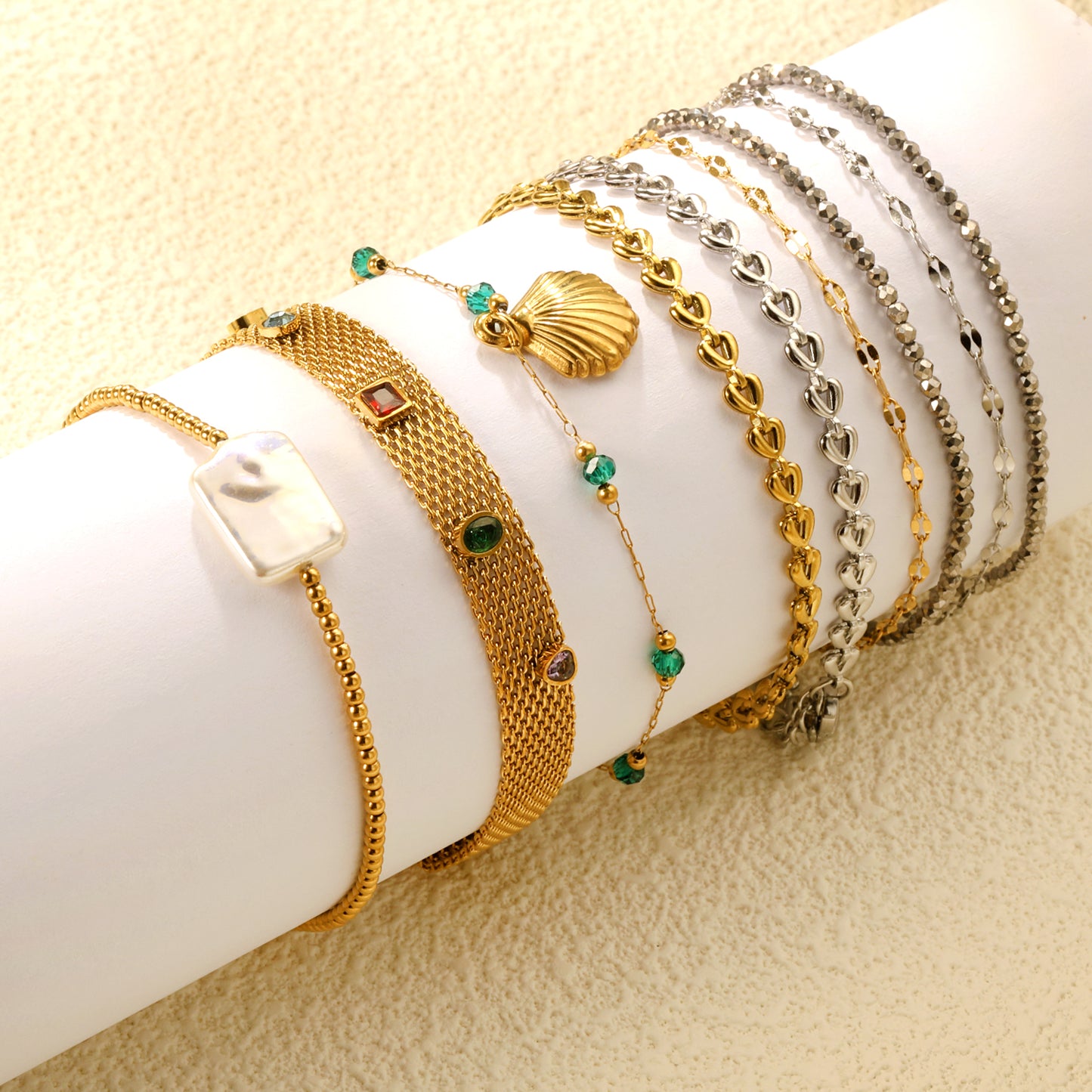 18K Gold Plated Stainless Steel Fashion Waterproof Jewelry Bracelets for Women
