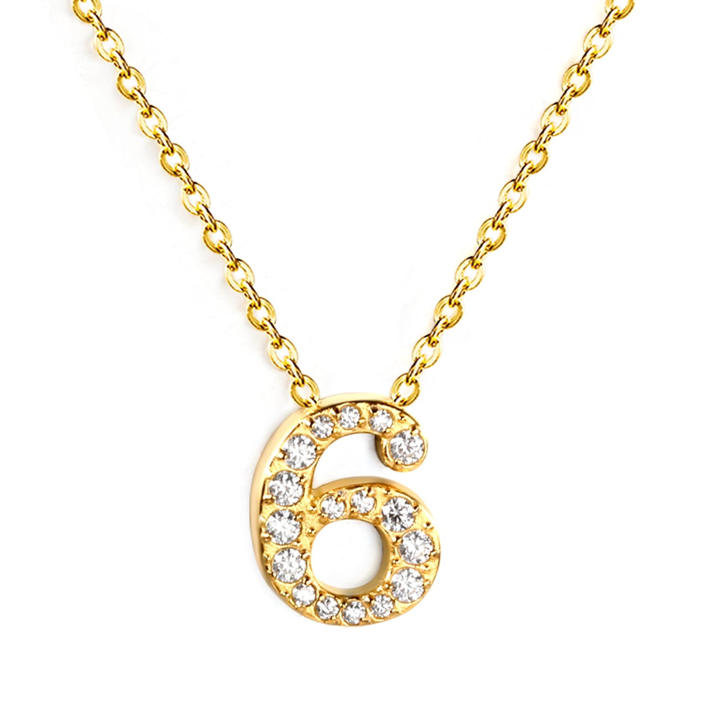 1-9 Arabic Numerals with White Diamonds Pendant Necklace 41+5cm