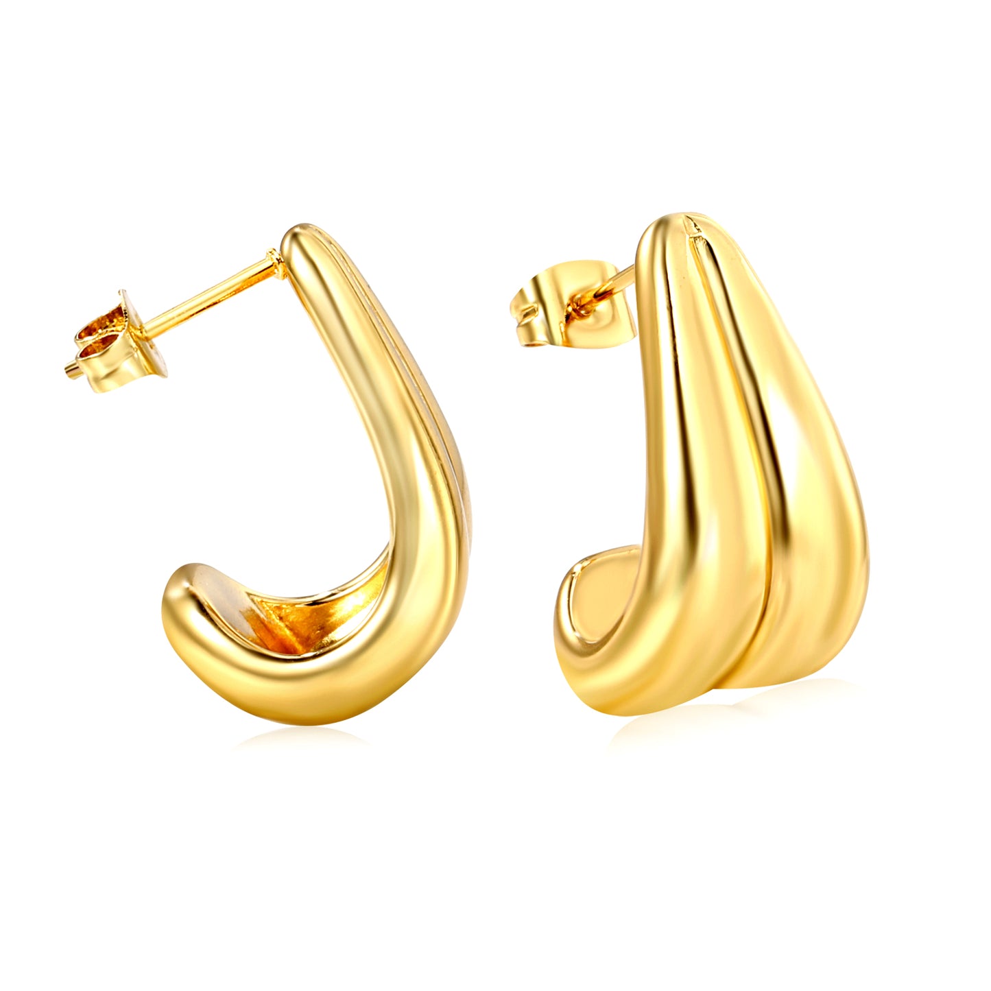 Dainty Stainless Steel Hoop Earrings 12*23mm pvd gold plated china supplier