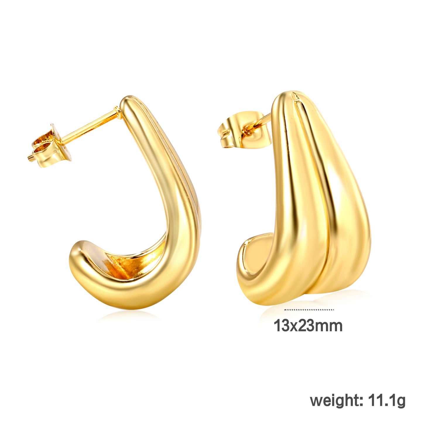 Dainty Stainless Steel Hoop Earrings 12*23mm pvd gold plated china supplier