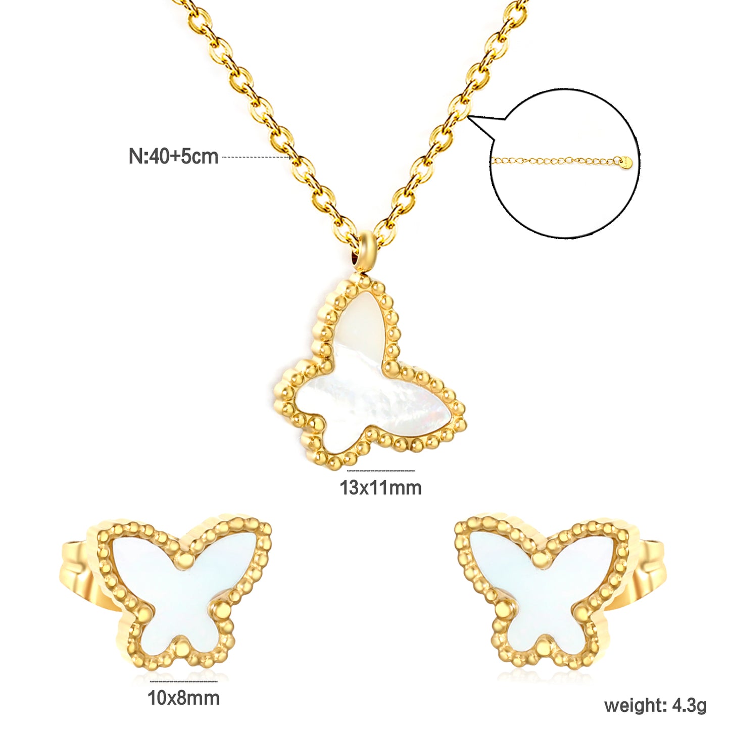 Wholesale Butterfly Jewelry Set - Acrylic & Stainless Steel | Waterproof Hypoallergenic Earrings & Necklace | Matching Gift Set