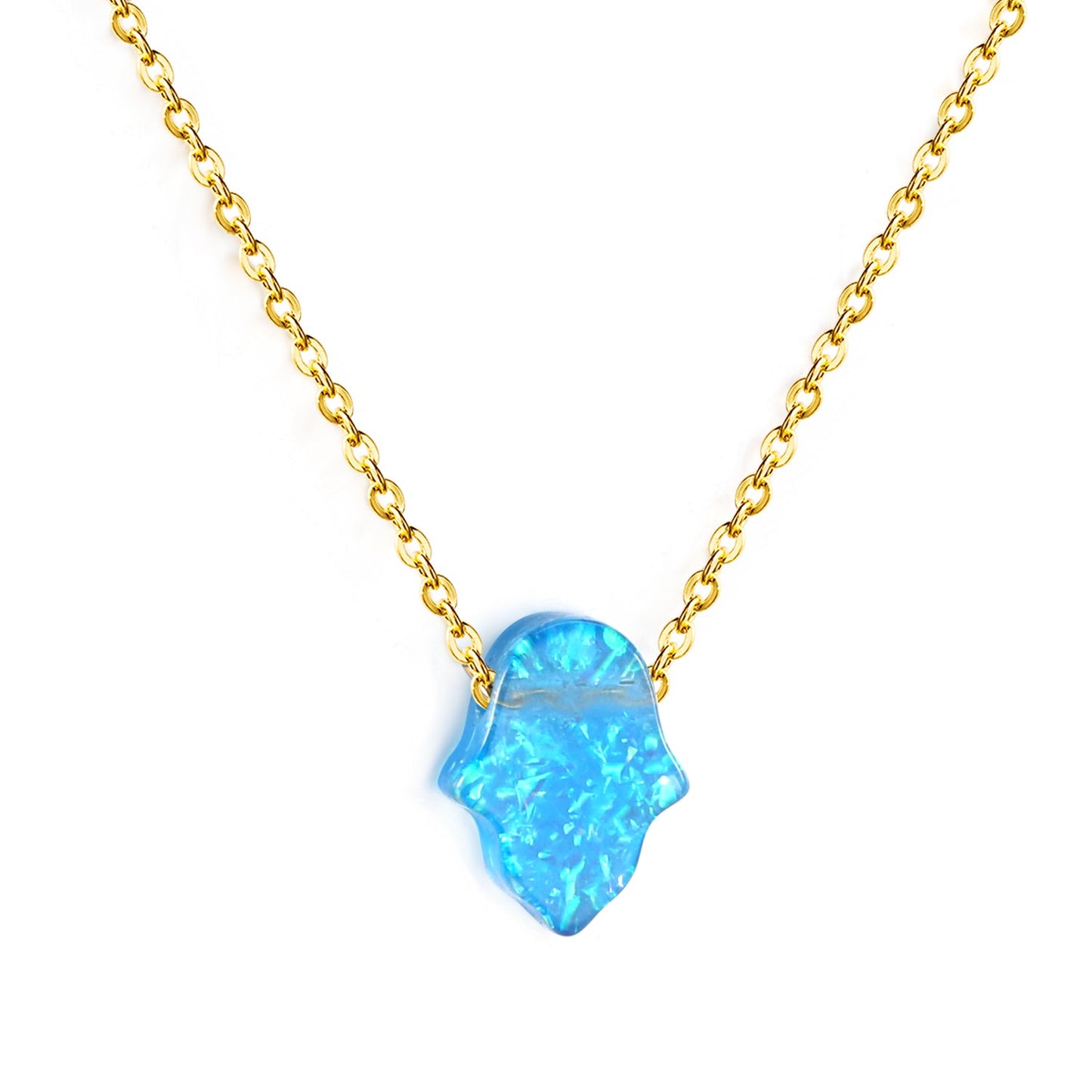 Blue Abalone Pendant 9.3*10.7mm Necklace 45+5cm