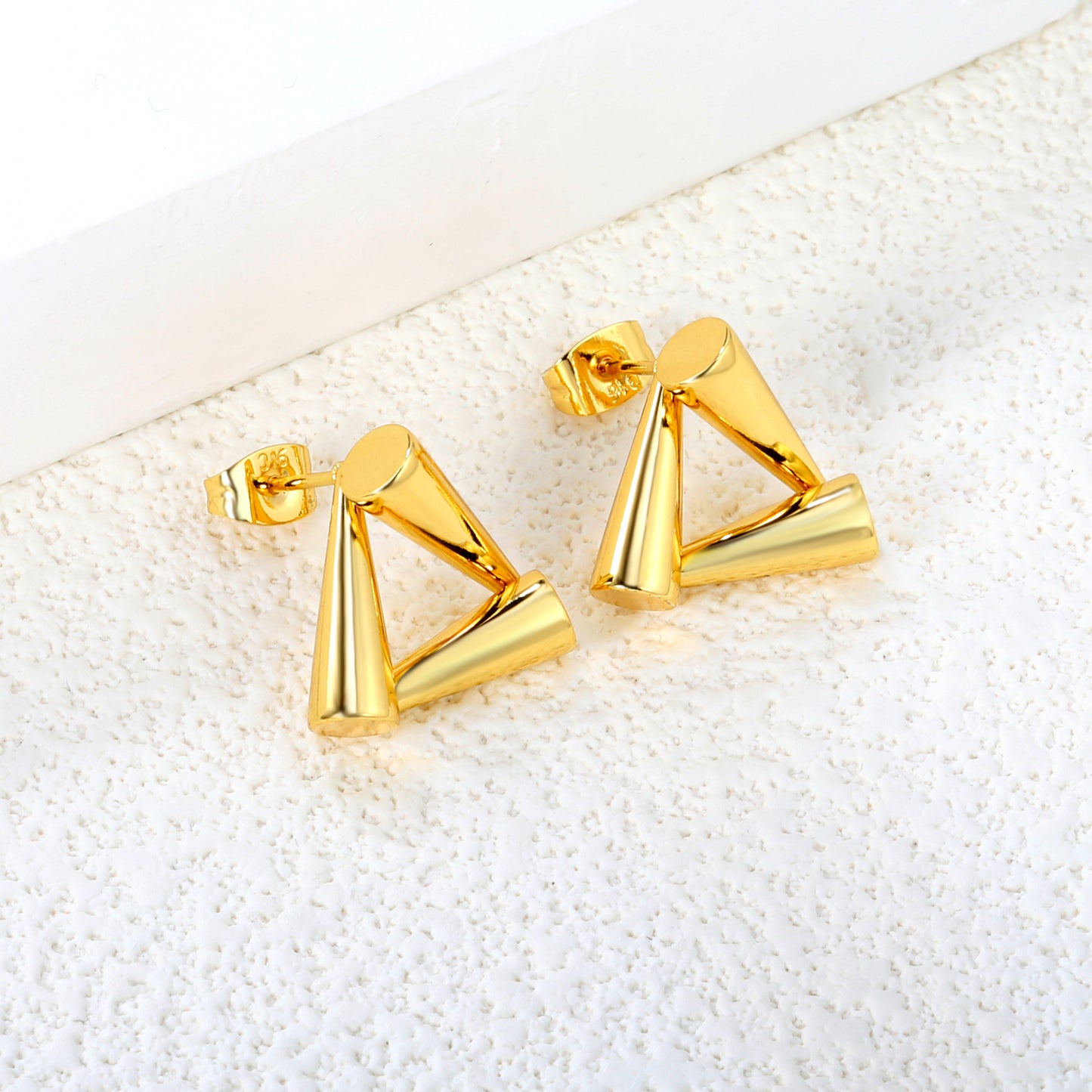 Sleek Triangular Stainless Steel Stud Earrings - Geometric Minimalist Jewelry