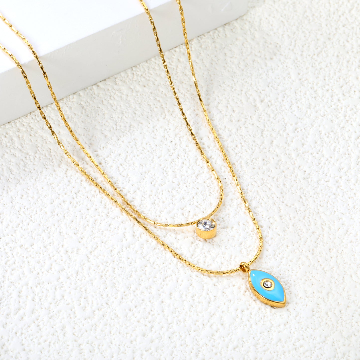 Exquisite Stainless Steel Double-Layer Chain & Enigmatic Eye Pendant