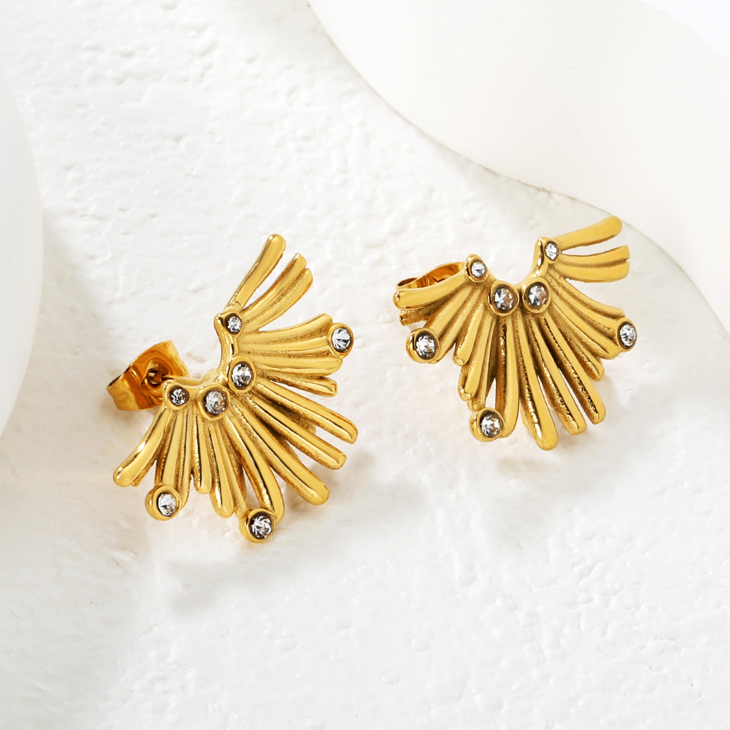 Wholesale Waterproof Fan Earrings | Hypoallergenic Earrings for Sensitive Ears | 304 Stainless Steel Jewelry Supplier
