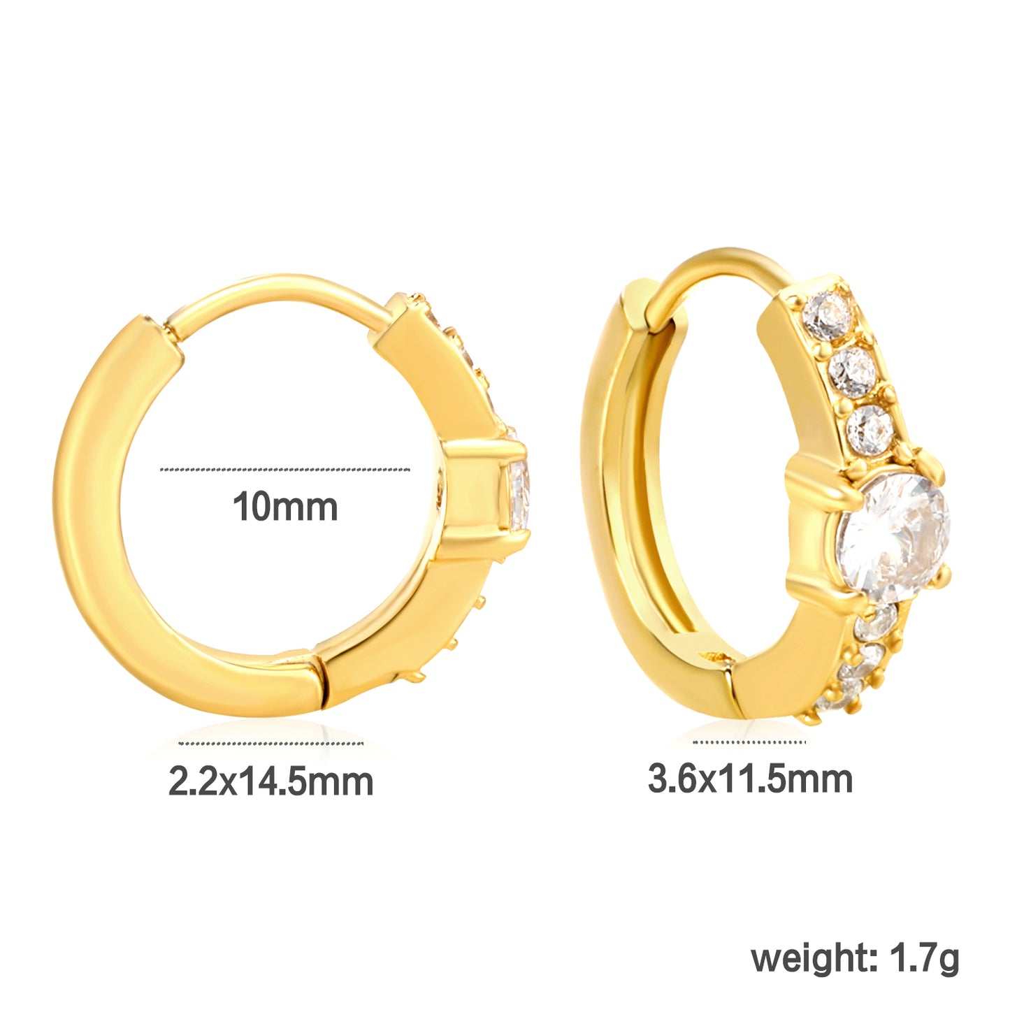 ✨ Wholesale Gold Stainless Steel Ear Cuff Set - 5 Geometric Designs w/ White Crystals | 10mm Adjustable (1.7-2.2g)