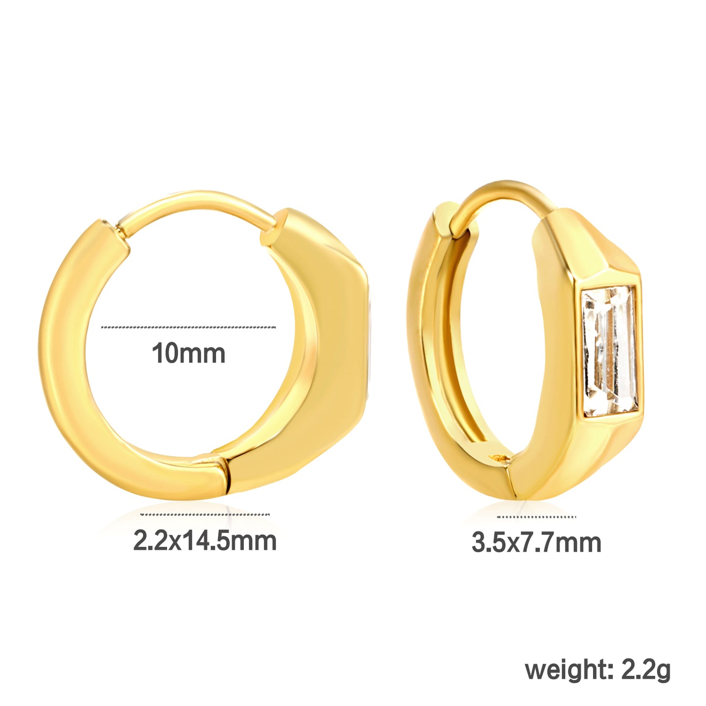 Wholesale Zircon Hoop Earrings – 18K Gold Plated Stainless Steel, Hypoallergenic Jewelry in Bulk