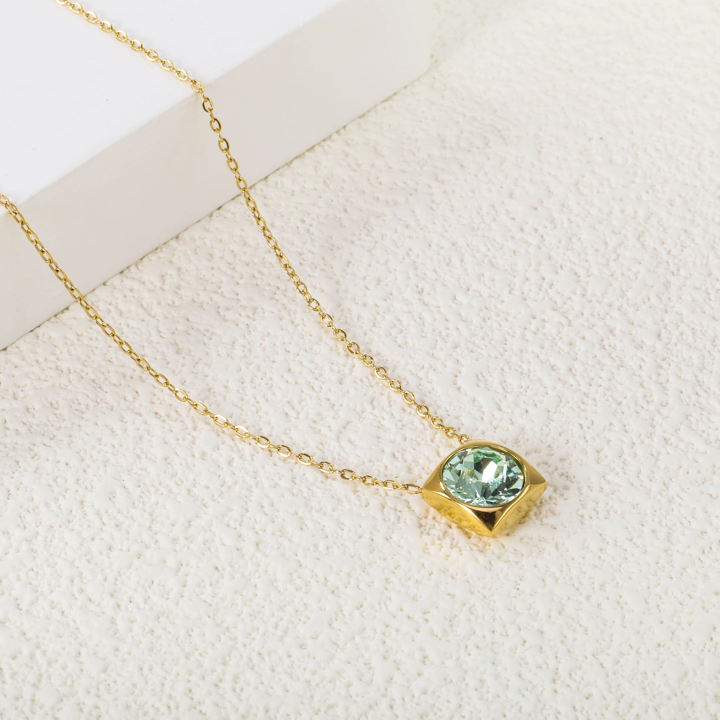 Square Pendant with white & mineral black & deep purple & light purple & red & pink & deep blue & light blue & deep green & light green & white opal & pink opal pendant 10mm necklace 43+5cm