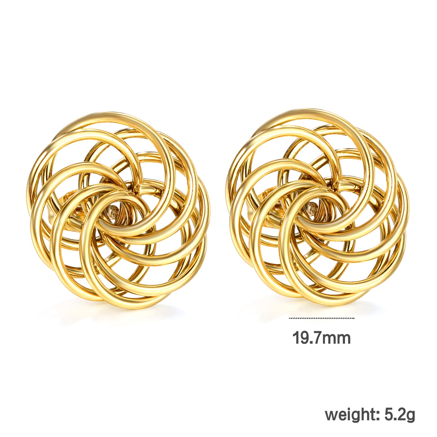 ✨ Wholesale 19.7mm Gold Floral Hoop Earrings Round Wreath Design | 5.2g Stainless Steel Earrings Bulk | Hypoallergenic