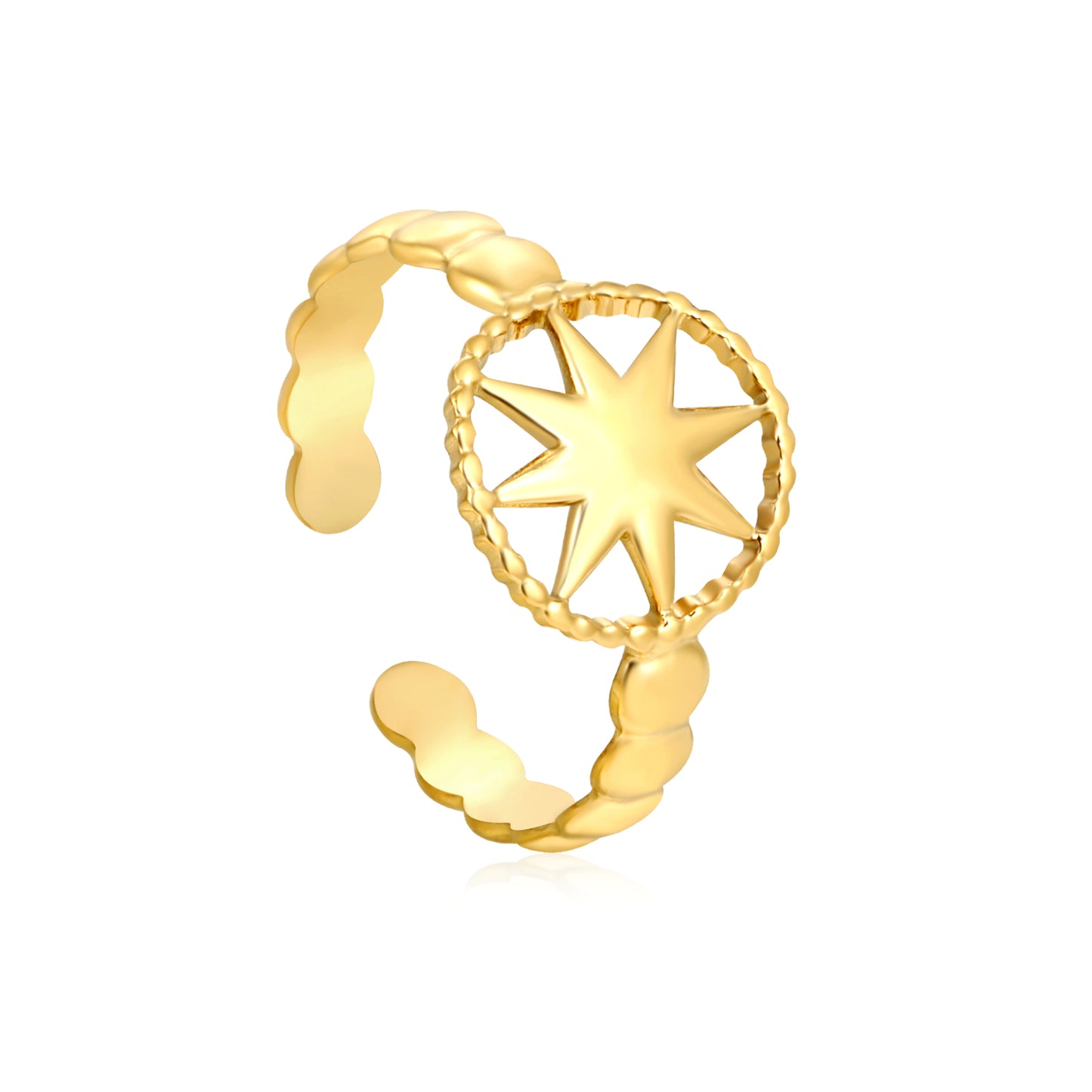 ⨠Wholesale Gold Stainless Steel Statement Ring - 11.9mm Height Open Band | Size 8 (1.4g)