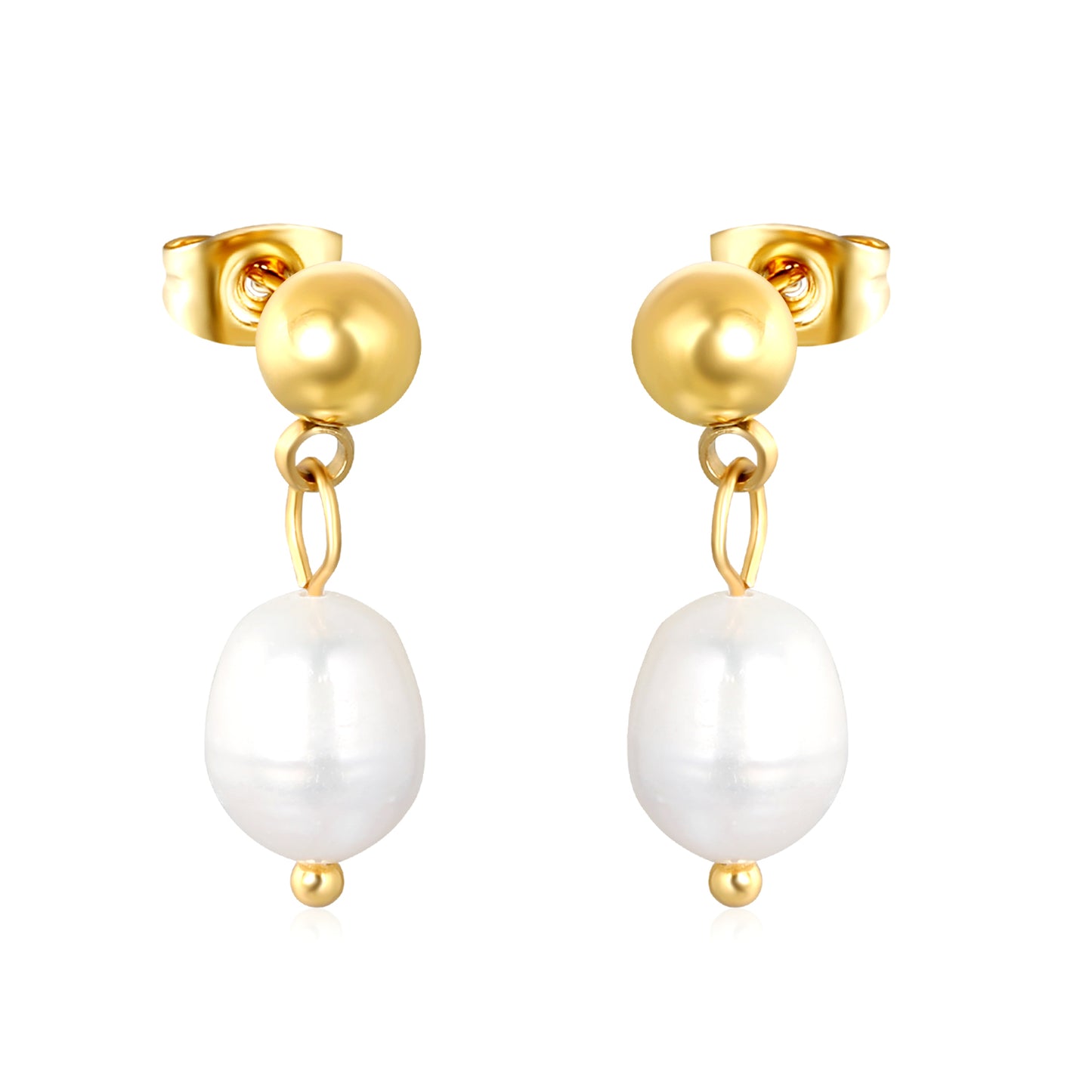 ✨ Luxury Pearl Earrings Wholesale 8.4x12mm Natural Pearl | 6mm Gold Spacer | Hypoallergenic Jewelry for Boutiques