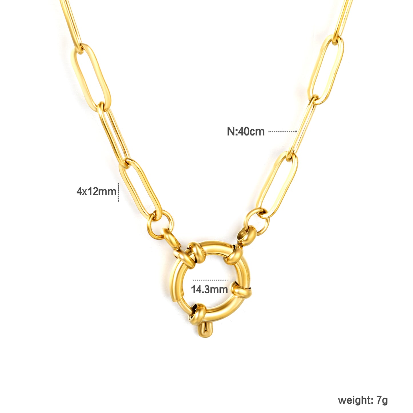 ✨ Wholesale Gold Stainless Steel Necklace Set - 5x7mm O-Link Chain & 4x12mm Long Flat Cross Chain (40cm)