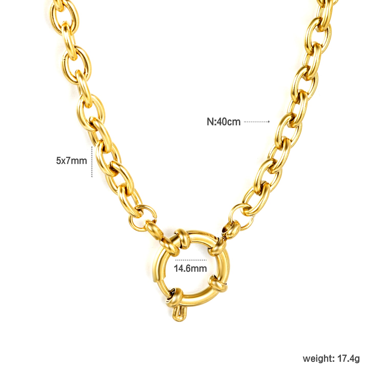 ✨ Wholesale Gold Stainless Steel Necklace Set - 5x7mm O-Link Chain & 4x12mm Long Flat Cross Chain (40cm)