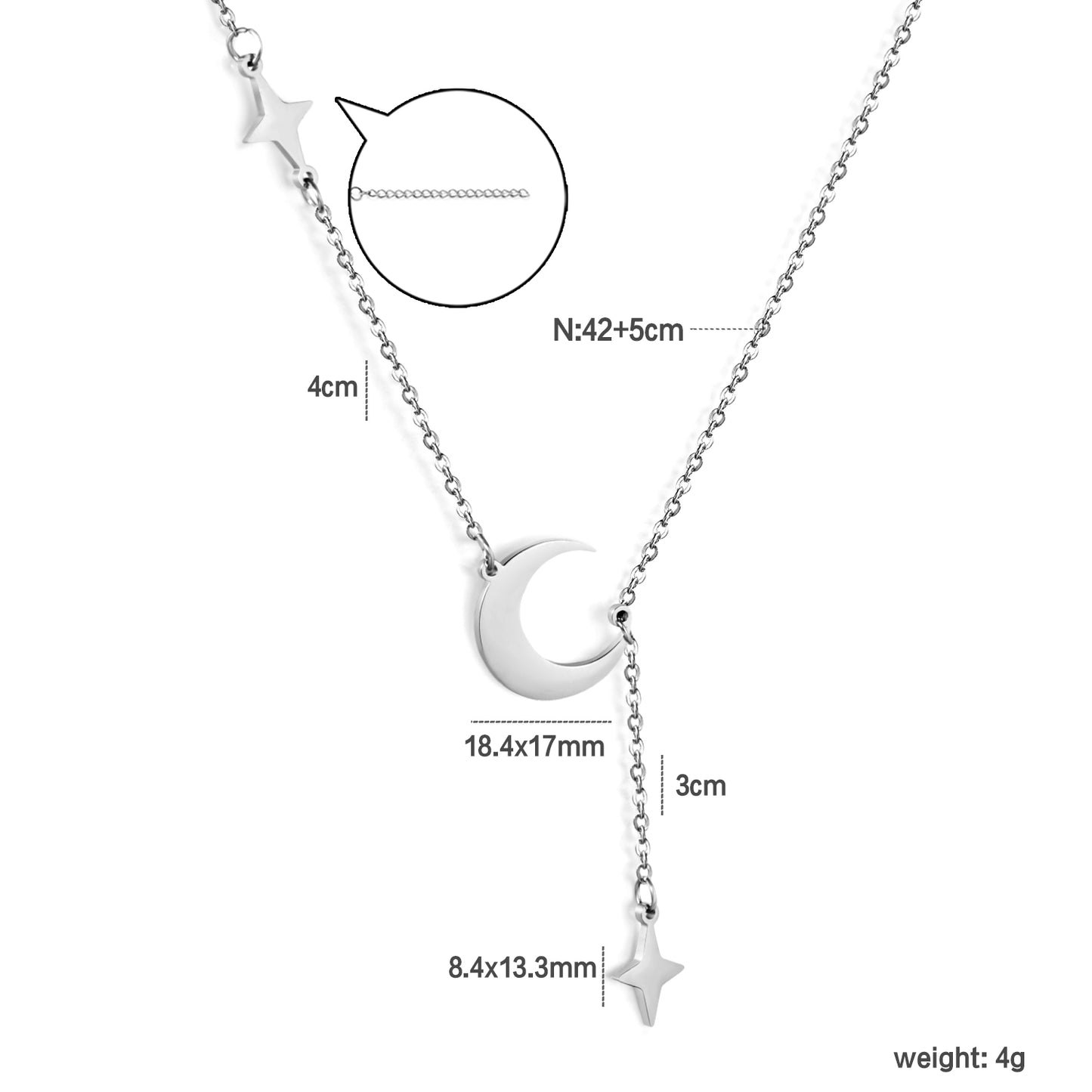 ✨ Celestial Charm Necklace Wholesale 4cm Tassel + Moon & Star Pendants | Adjustable 42+5cm Chain | Dual-Tone Options