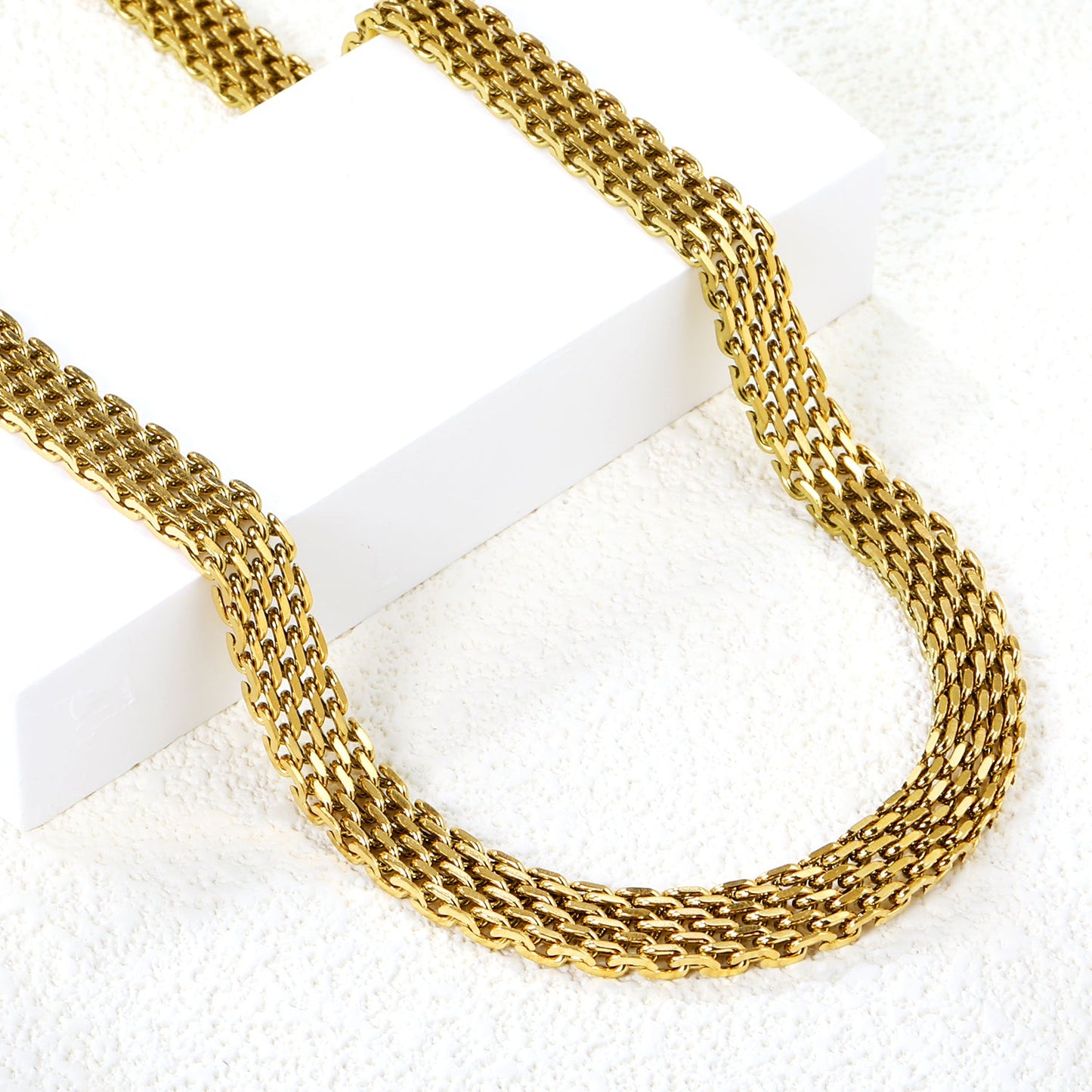 Wholesale Braided Mesh Matching Chain Necklace 7.9mm*36+5cm