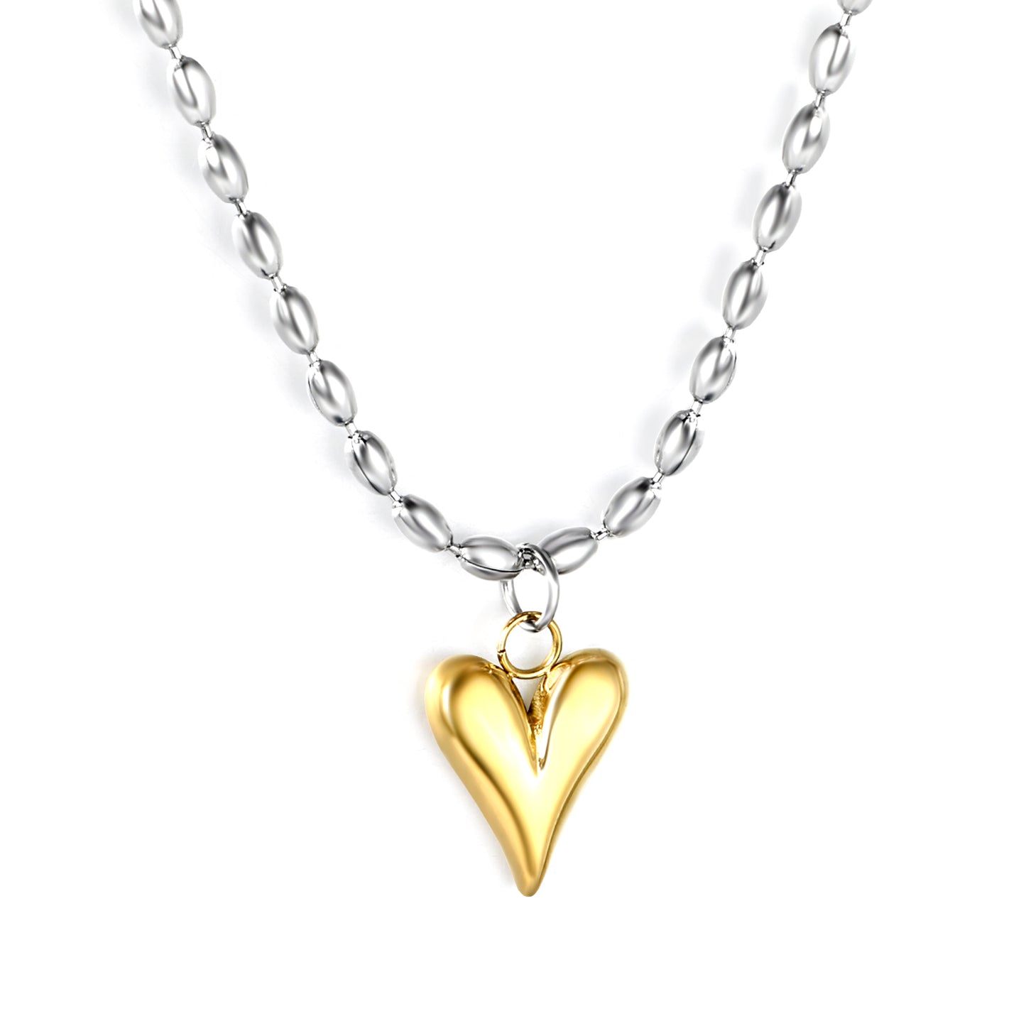 ✨ Minimalist Heart Necklace Wholesale 11.9x14.1mm Pendant | Adjustable Bead Chain | Hypoallergenic Steel Jewelry