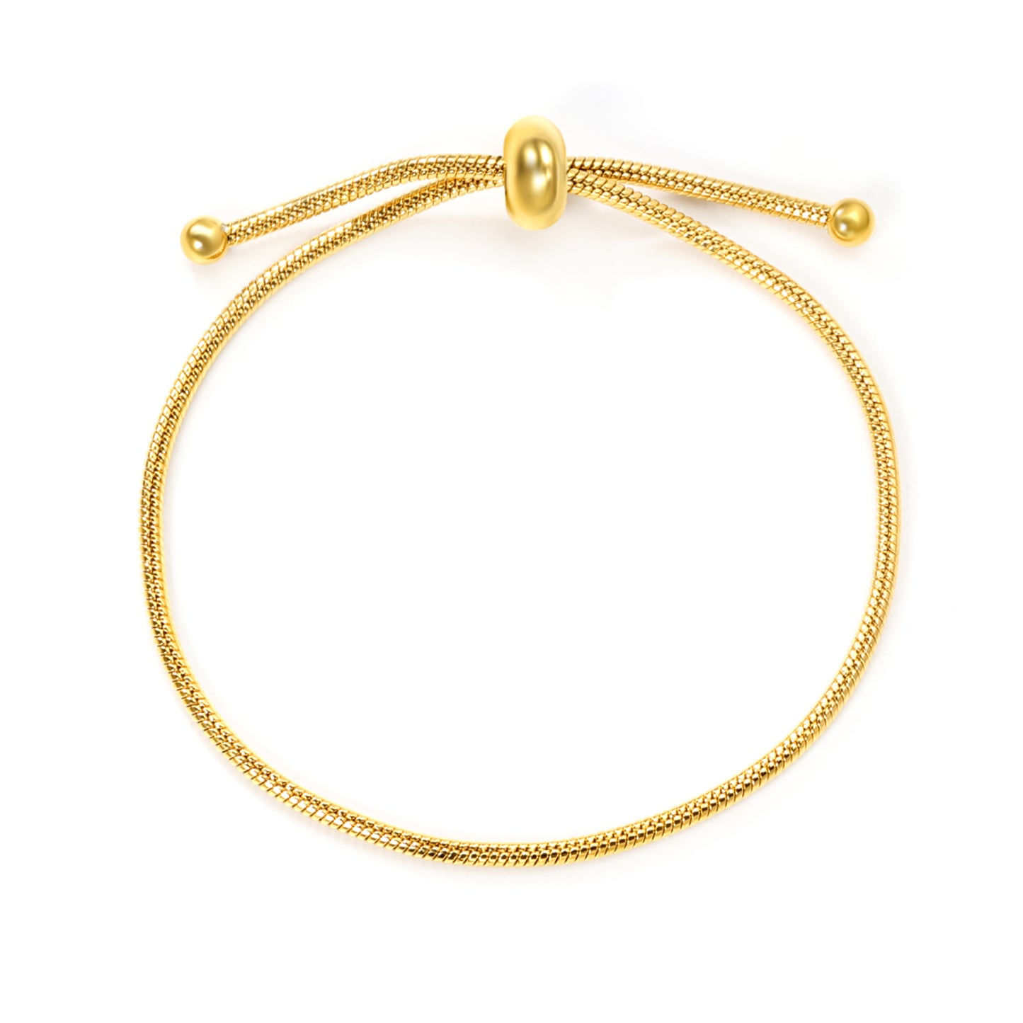 ✨ Wholesale Gold Stainless Steel Hollow Circle Bracelet - 4.6x8.9mm Links | Adjustable 23cm (5.7g)