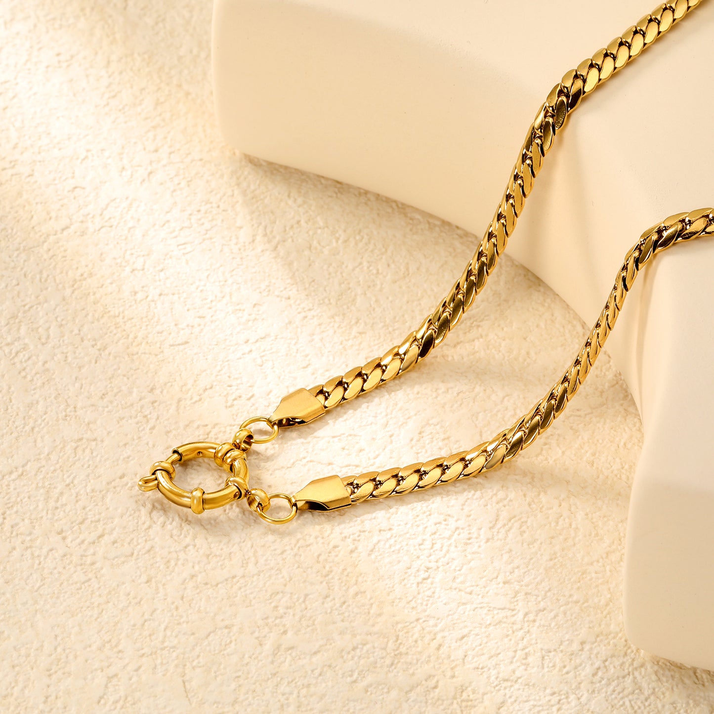 Wholesale 5.0mm Gold Dragon Chain Necklace | 43cm Stainless Steel Rope Chain | 14.1mm Round Lobster Clasp | Bulk Men's & Women's Jewelry