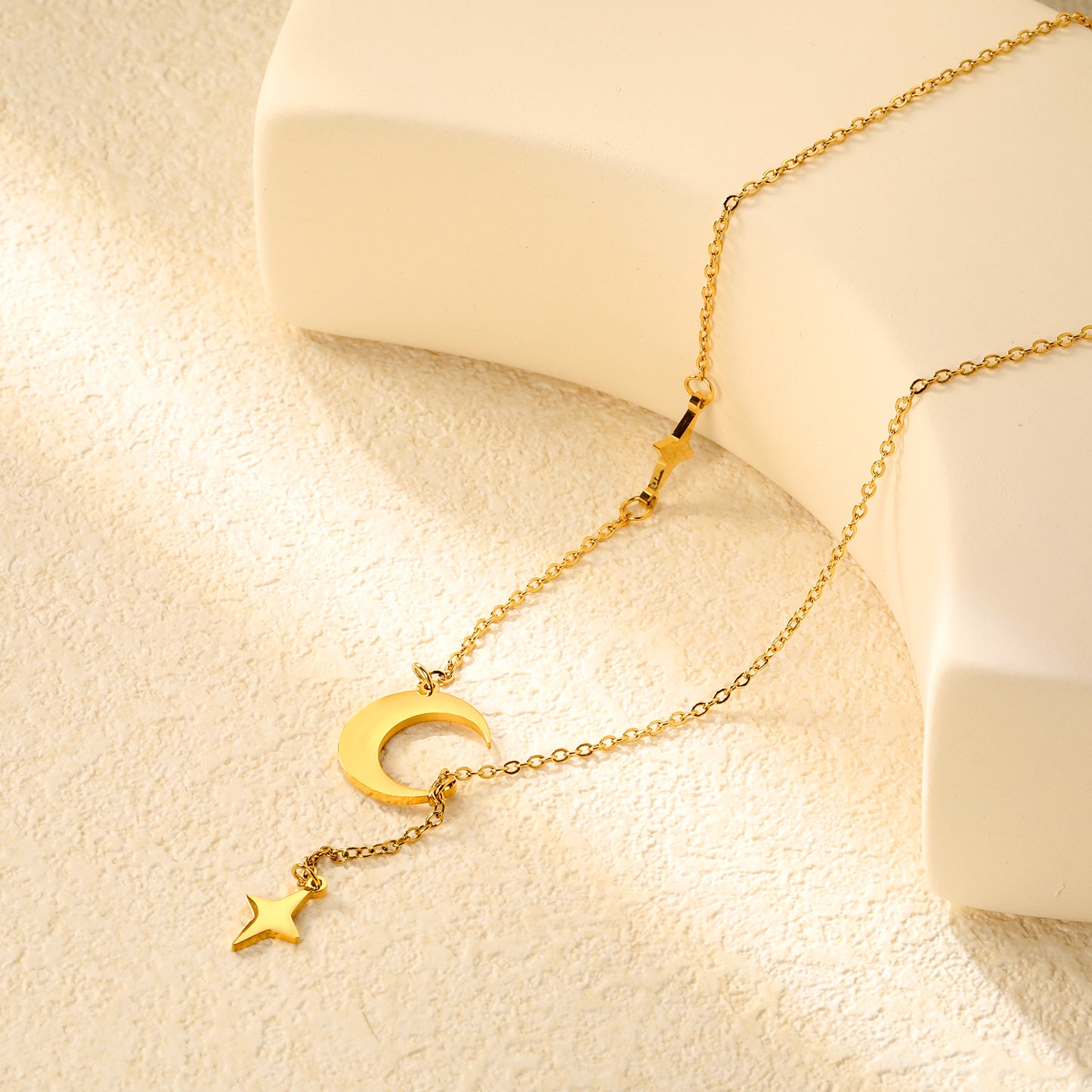 ✨ Celestial Charm Necklace Wholesale 4cm Tassel + Moon & Star Pendants | Adjustable 42+5cm Chain | Dual-Tone Options