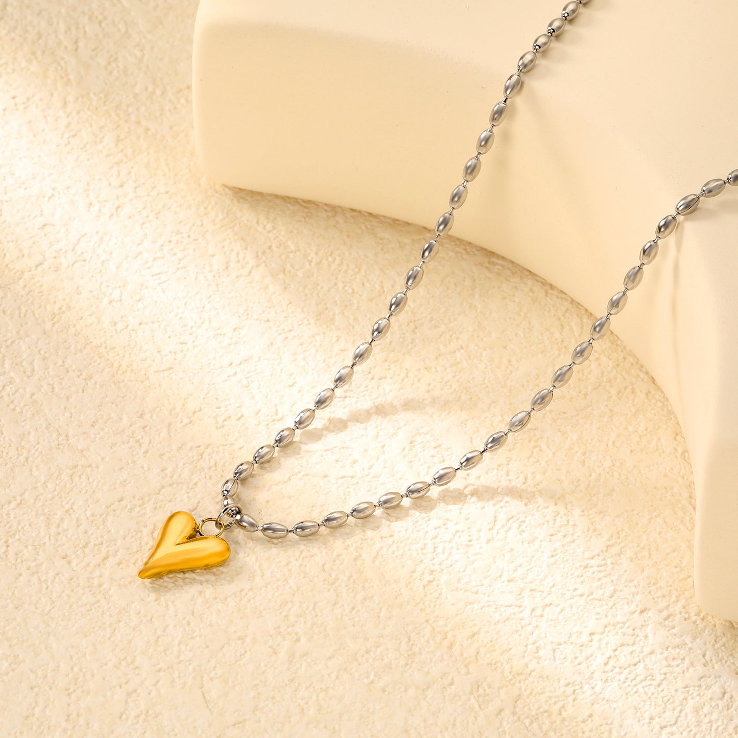 ✨ Minimalist Heart Necklace Wholesale 11.9x14.1mm Pendant | Adjustable Bead Chain | Hypoallergenic Steel Jewelry