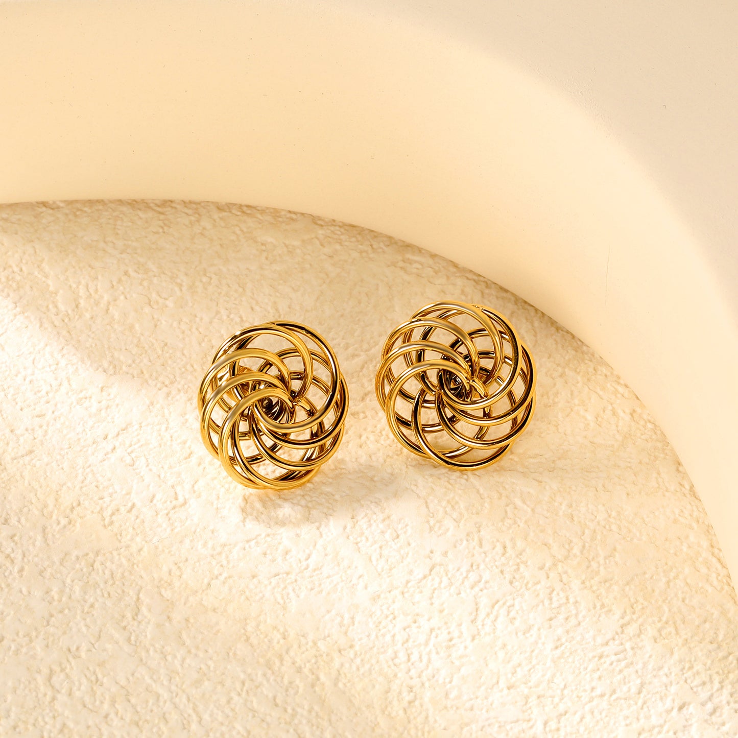 ✨ Wholesale 19.7mm Gold Floral Hoop Earrings Round Wreath Design | 5.2g Stainless Steel Earrings Bulk | Hypoallergenic
