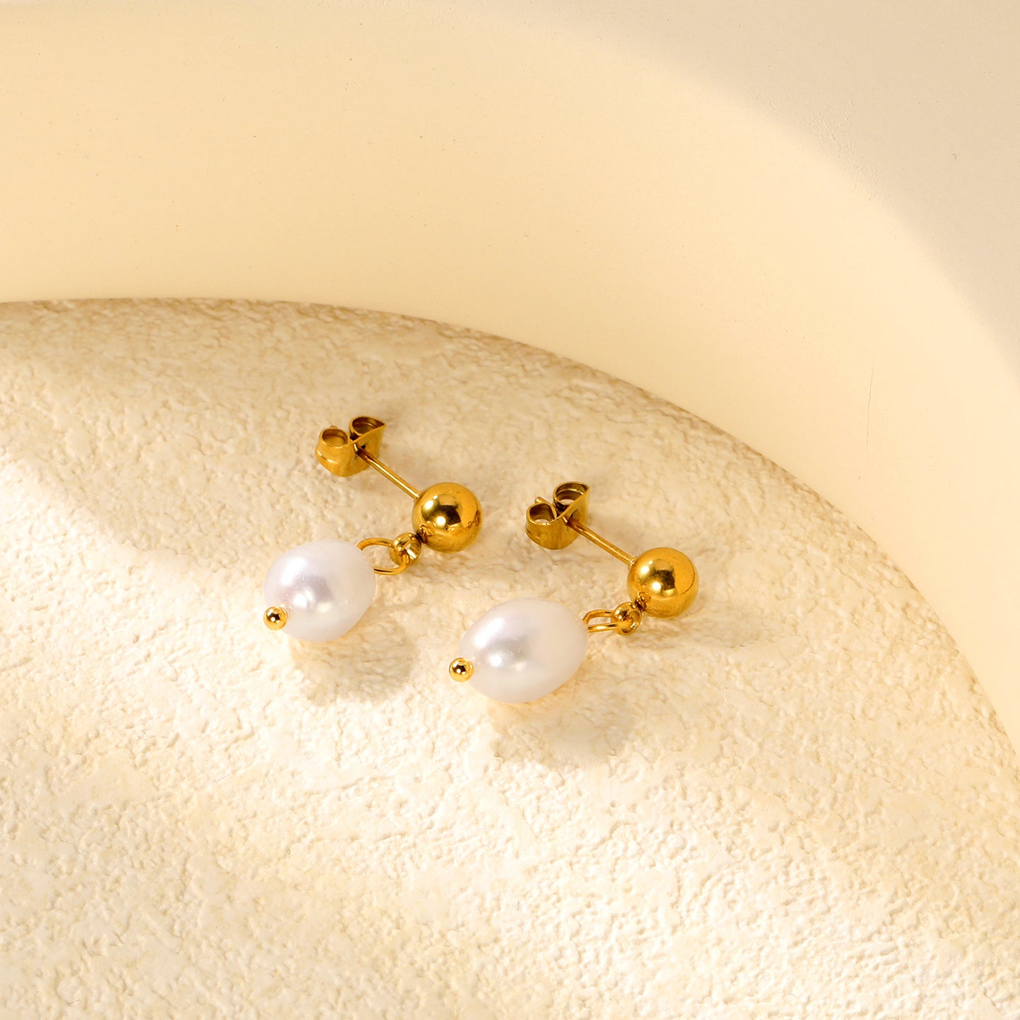 ✨ Luxury Pearl Earrings Wholesale 8.4x12mm Natural Pearl | 6mm Gold Spacer | Hypoallergenic Jewelry for Boutiques