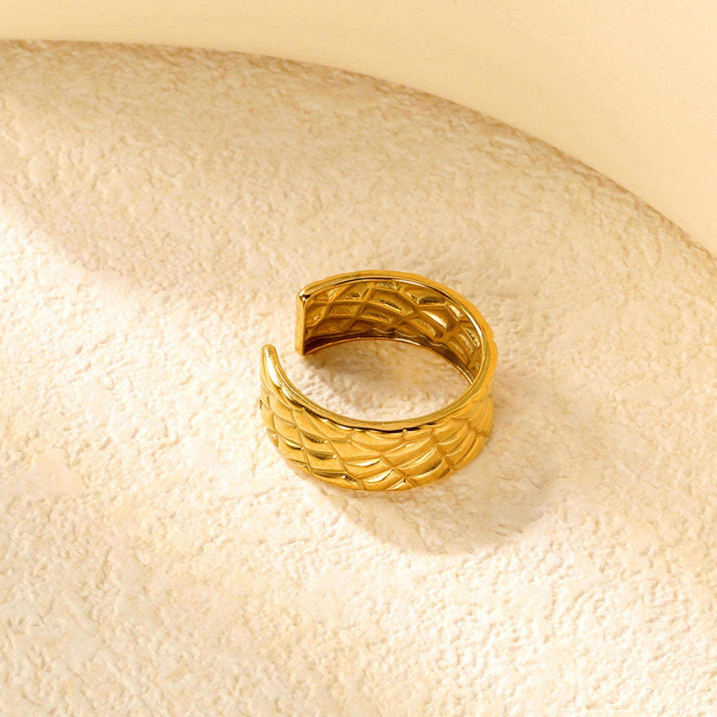 ✨ Premium Adjustable Open Ring 8.3mm Statement Height | Removable Sizing | 2.6g Gold Stainless Steel Wholesale