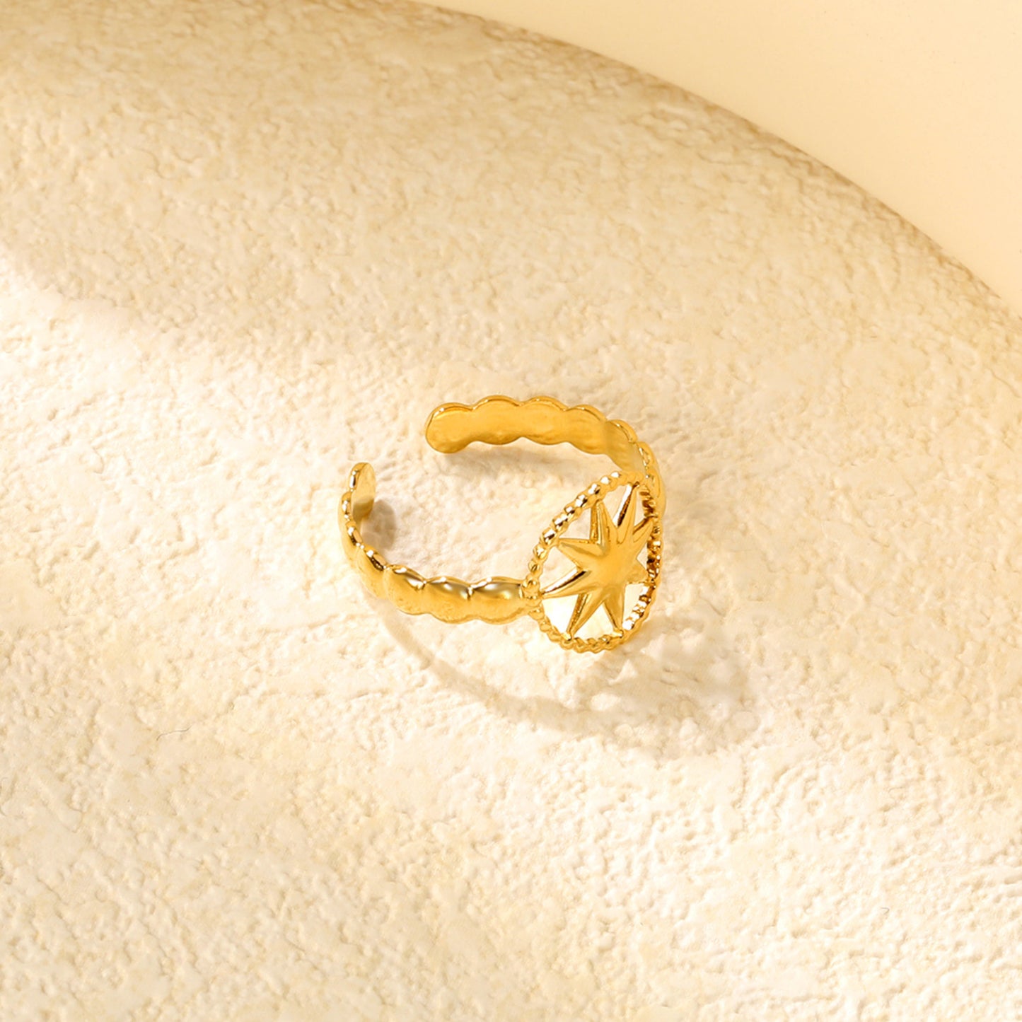 ⨠Wholesale Gold Stainless Steel Statement Ring - 11.9mm Height Open Band | Size 8 (1.4g)