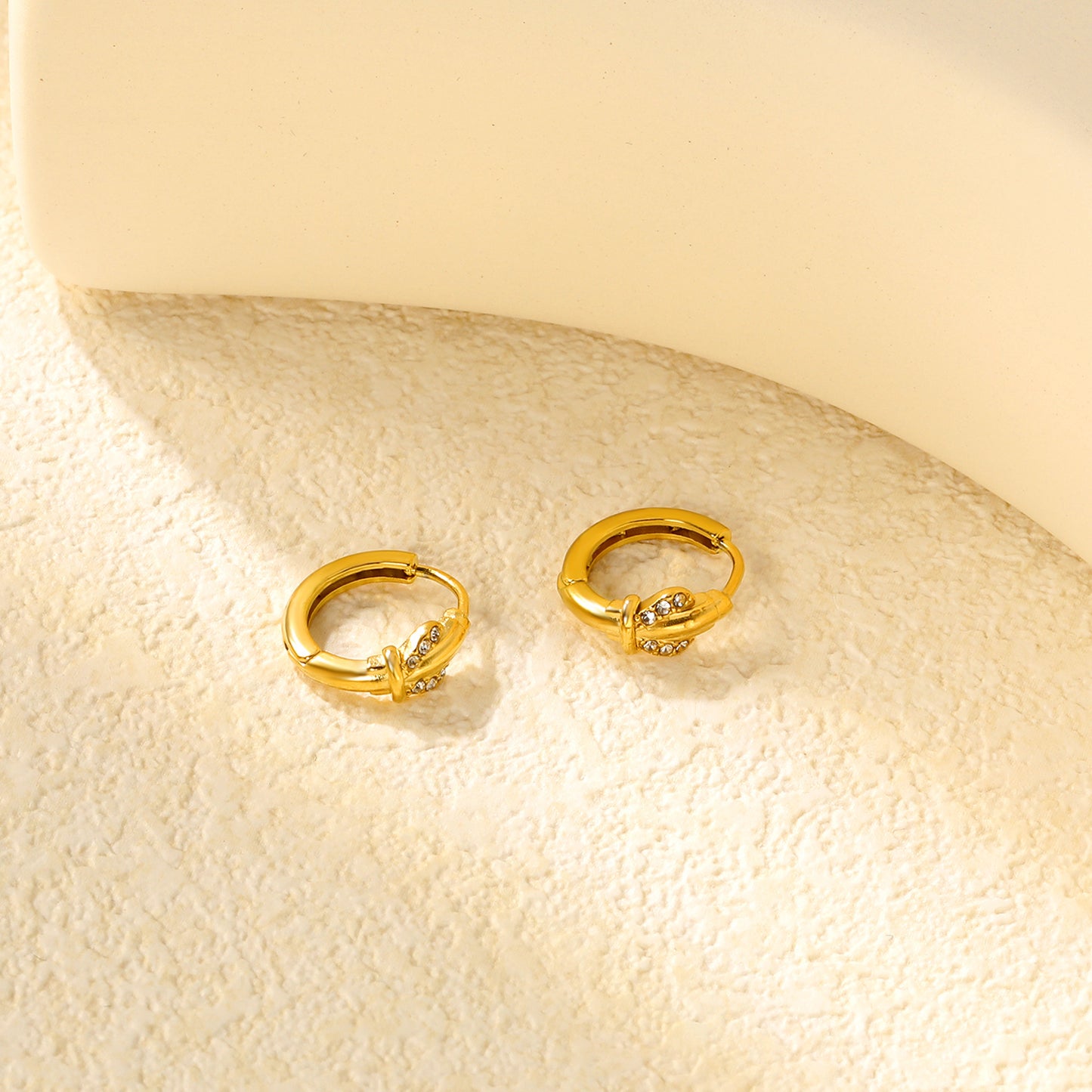 Bulk 4.2x8mm Three Angled Square Zircon Earrings | 2.2mm 10mm Inner Diameter Hook | Gold Plated Stainless Steel Fashion Jewelry