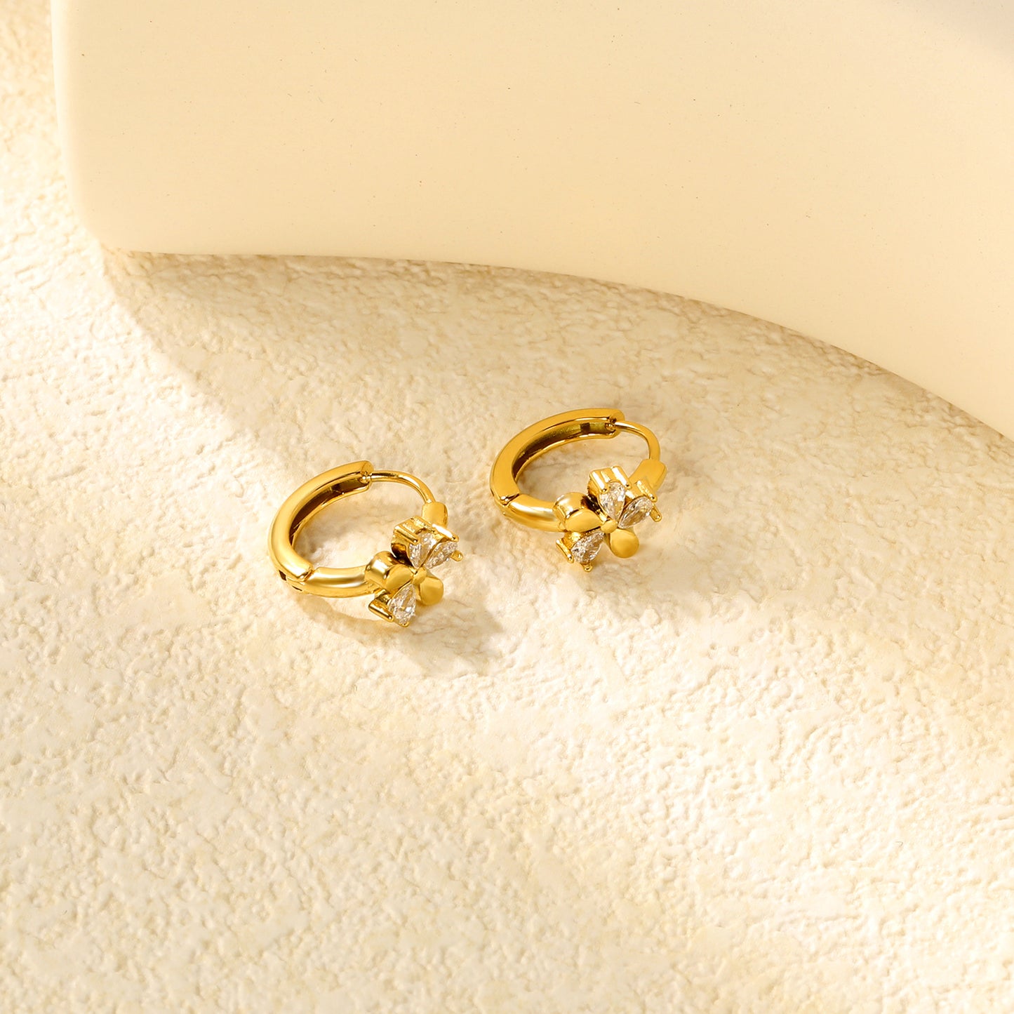 ✨ Wholesale Gold Floral & Butterfly Ear Cuffs - 6.2-10mm Designs w/ White Zircon | 10mm Adjustable Stainless Steel (1.6-2.5g)