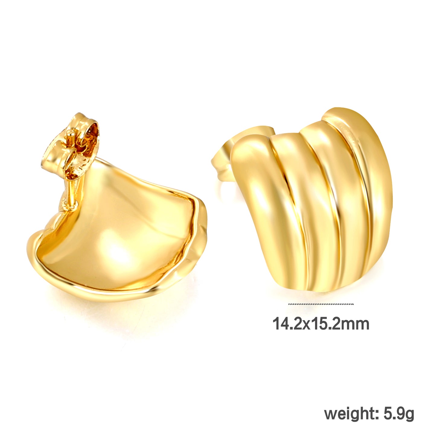 ✨ 15.2mm Gold Hoop Earrings Wholesale 14.2mm Width | Trendy Chunky Hoops | Nickel-Free Bulk Fashion Earrings