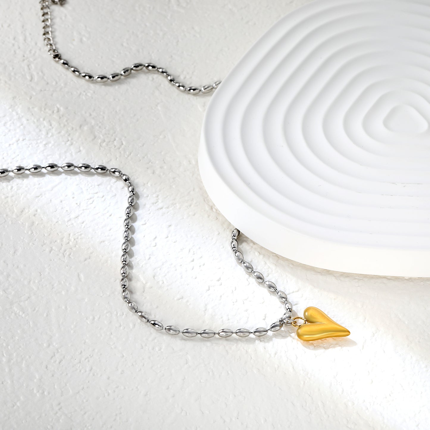 ✨ Minimalist Heart Necklace Wholesale 11.9x14.1mm Pendant | Adjustable Bead Chain | Hypoallergenic Steel Jewelry