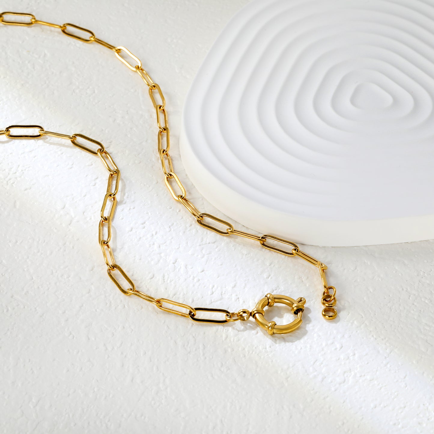 ✨ Wholesale Gold Stainless Steel Necklace Set - 5x7mm O-Link Chain & 4x12mm Long Flat Cross Chain (40cm)