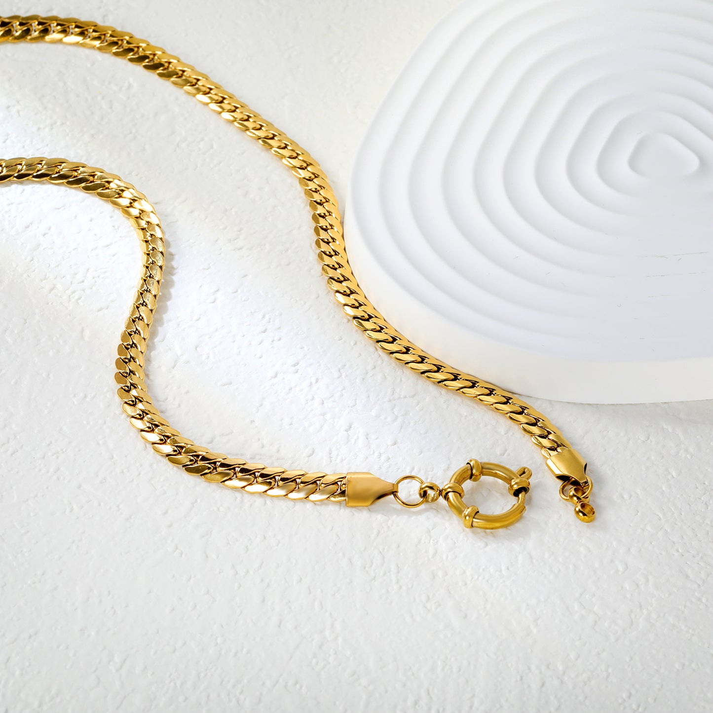 Wholesale 5.0mm Gold Dragon Chain Necklace | 43cm Stainless Steel Rope Chain | 14.1mm Round Lobster Clasp | Bulk Men's & Women's Jewelry