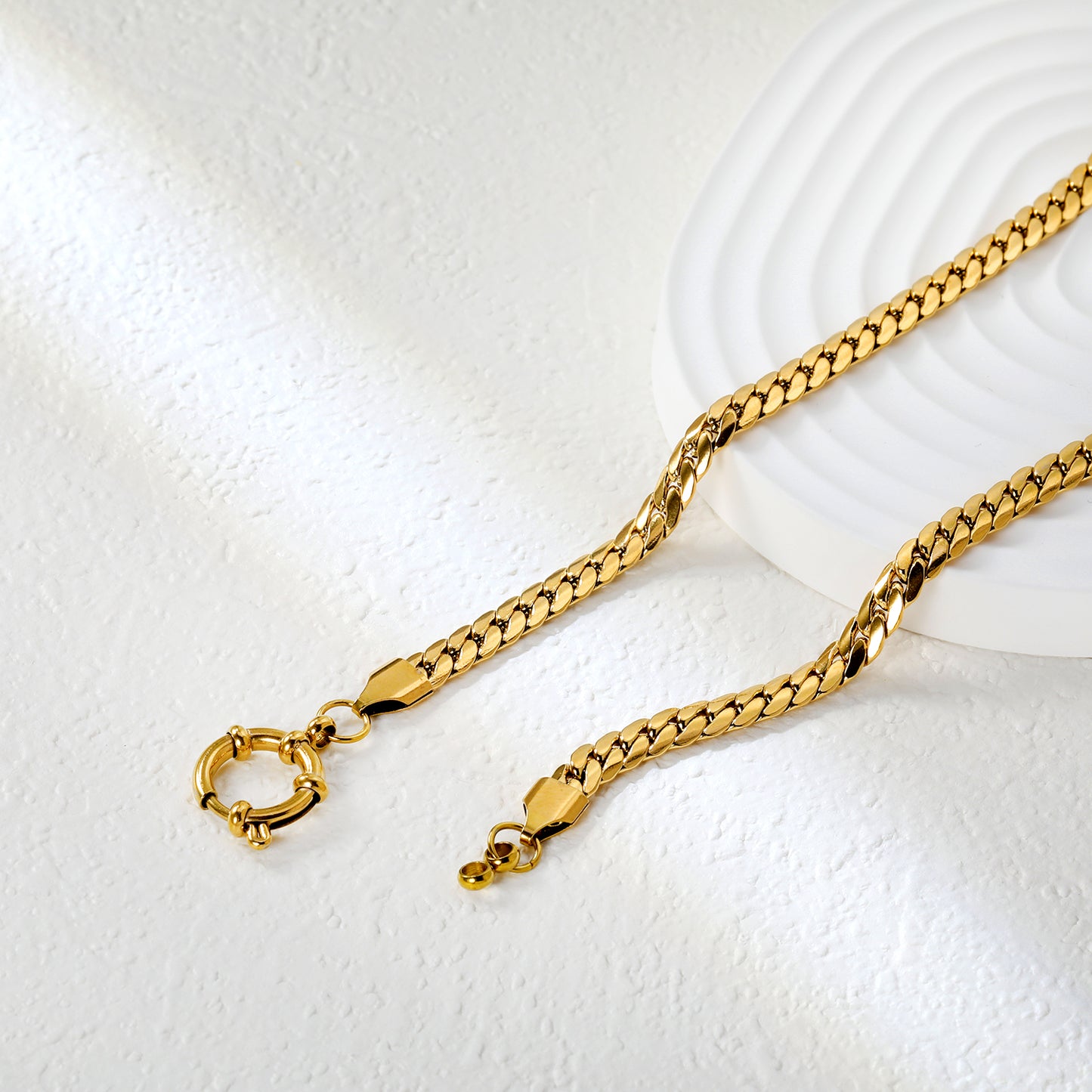 Wholesale 5.0mm Gold Dragon Chain Necklace | 43cm Stainless Steel Rope Chain | 14.1mm Round Lobster Clasp | Bulk Men's & Women's Jewelry