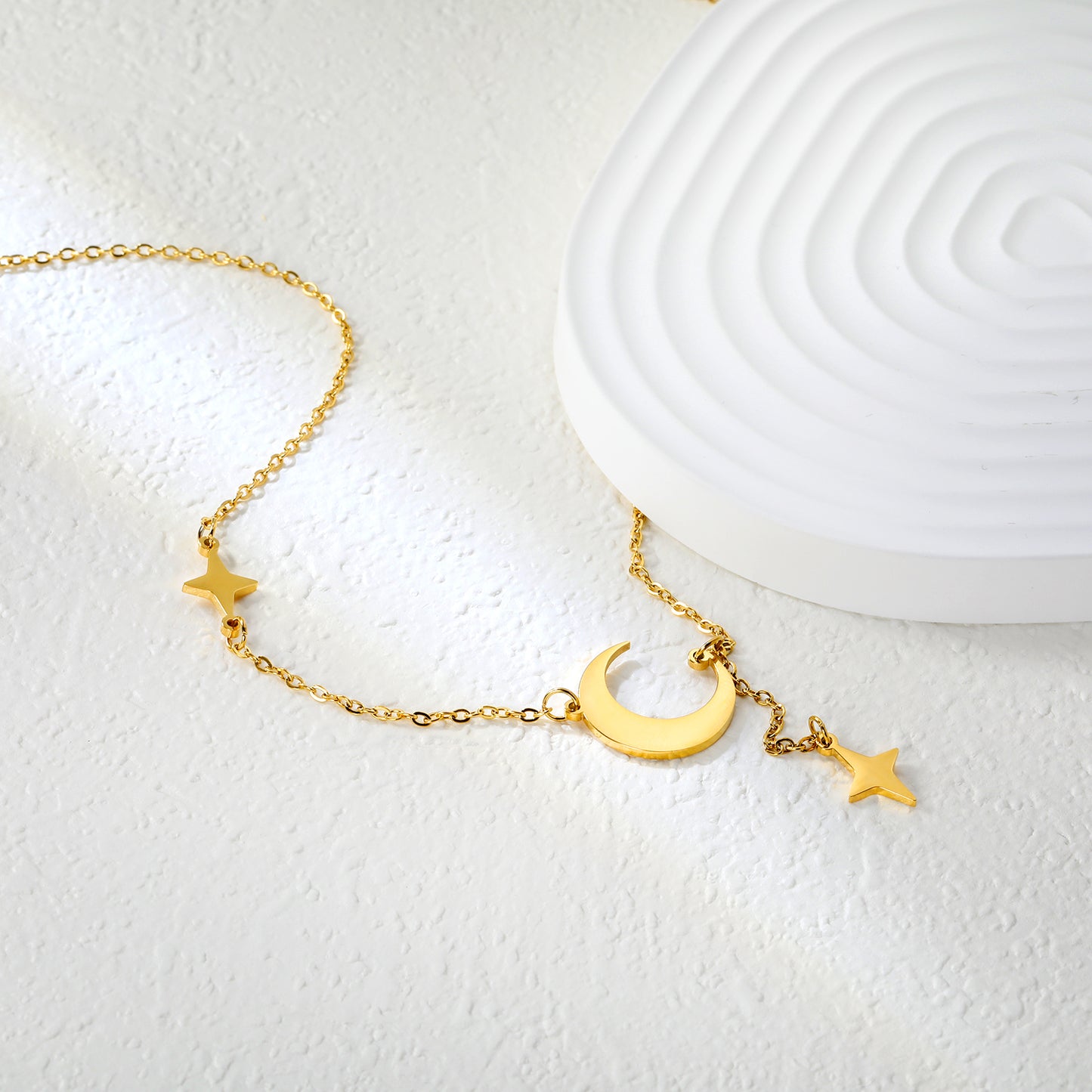 ✨ Celestial Charm Necklace Wholesale 4cm Tassel + Moon & Star Pendants | Adjustable 42+5cm Chain | Dual-Tone Options