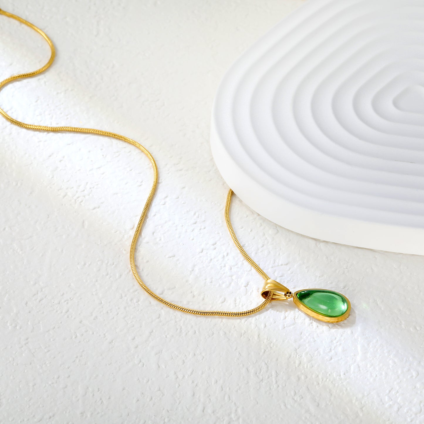 ✨ Wholesale Blue & Green Teardrop Necklace Set - 10.4x20.6mm & 10.2x18.6mm Crystal Pendants | 1.2mm Snake Chains 40+5cm (6.3g)