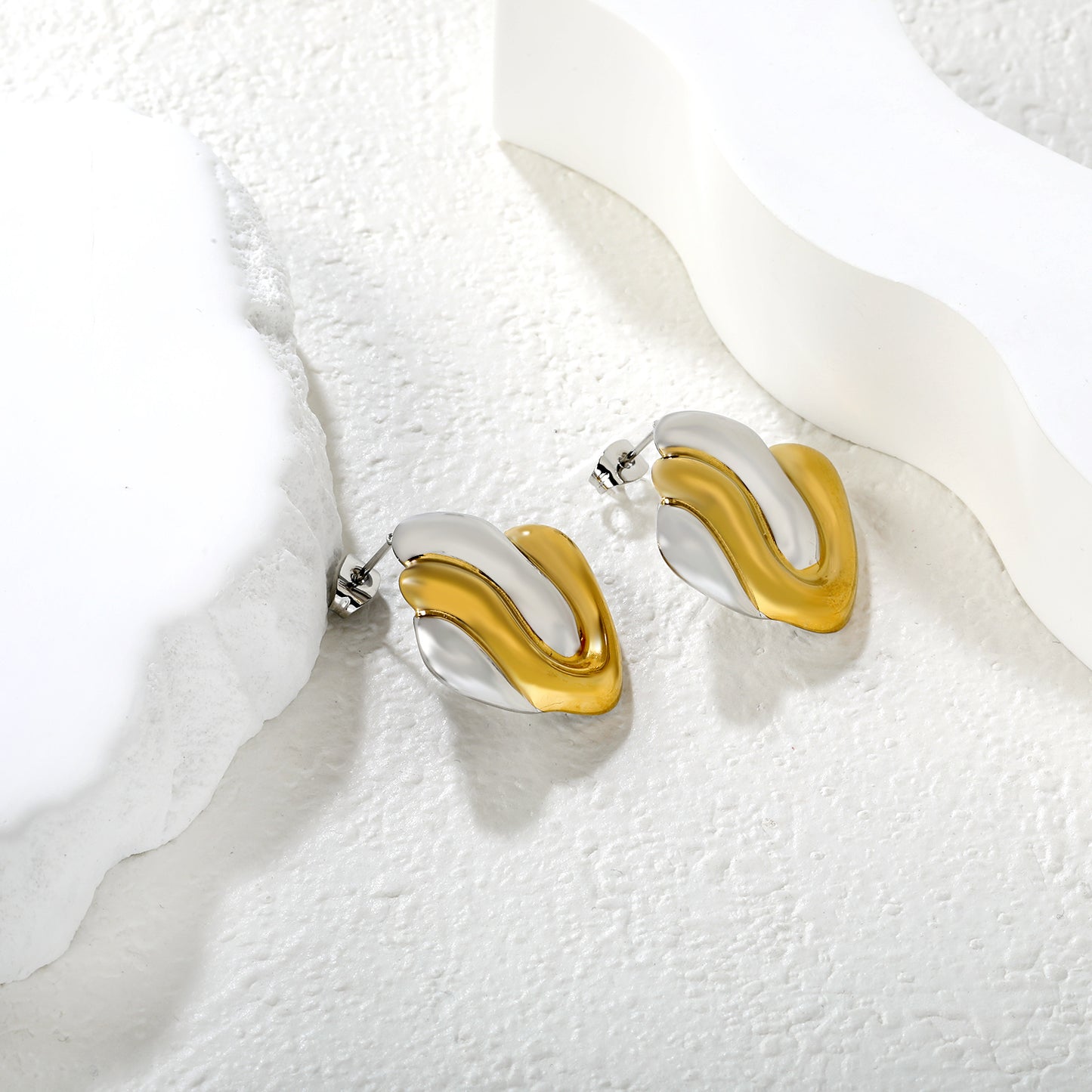 Wholesale Two-Tone Rhombus Earrings for Women | Hypoallergenic Stainless Steel Geometric Jewelry | Custom