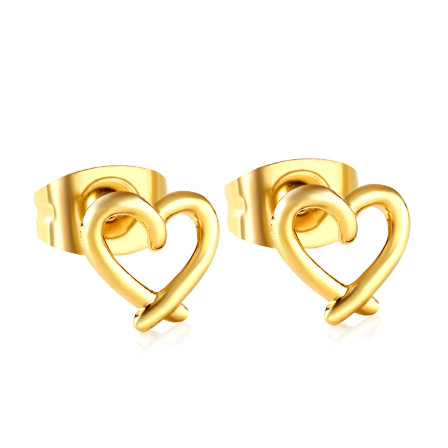 7*6mm PVD 18k Gold/Steel Stainless Stud Earring Hypoallergenic Love Shape